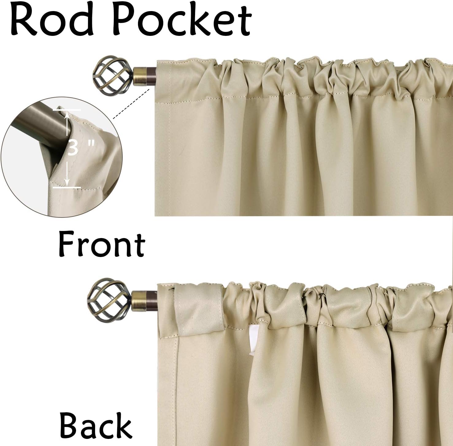 BGment Short Curtains 36 Inch Length for Small Windows - 34 x 36 inch Curtains Rod Pocket and Back Tab Thermal Insulated Room Darkening Cur…