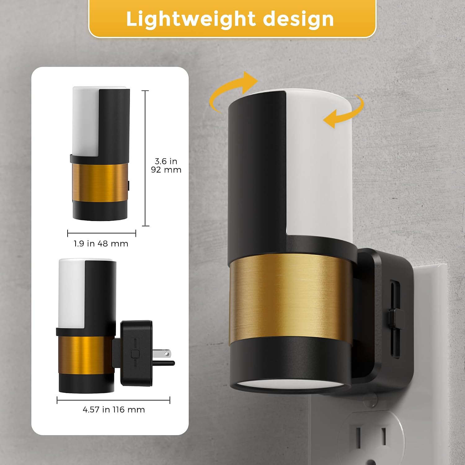 L LOHAS LED Night Lights Plug into Wall with Dusk to Dawn Sensor, Dimmable Night Light with 0-100lm Stepless Dimming, Rotating Plug in…