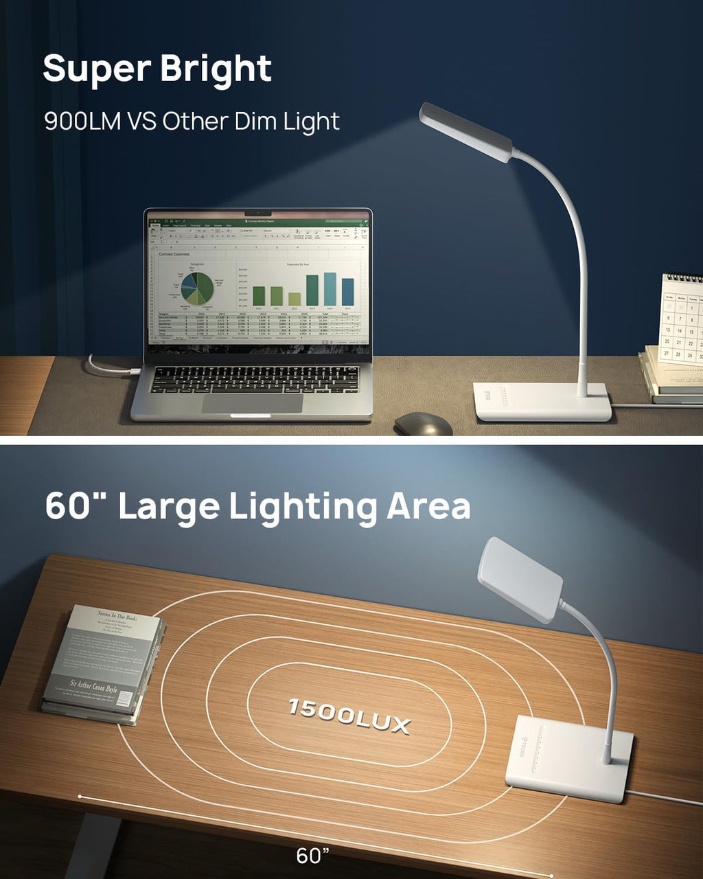 TRONDOfficial TROND Desk Lamp, Bright Dimmable Eye-Caring Table Lamp, 3 Color Modes 7 Brightness Levels, Flexible Gooseneck, Touch Control,…