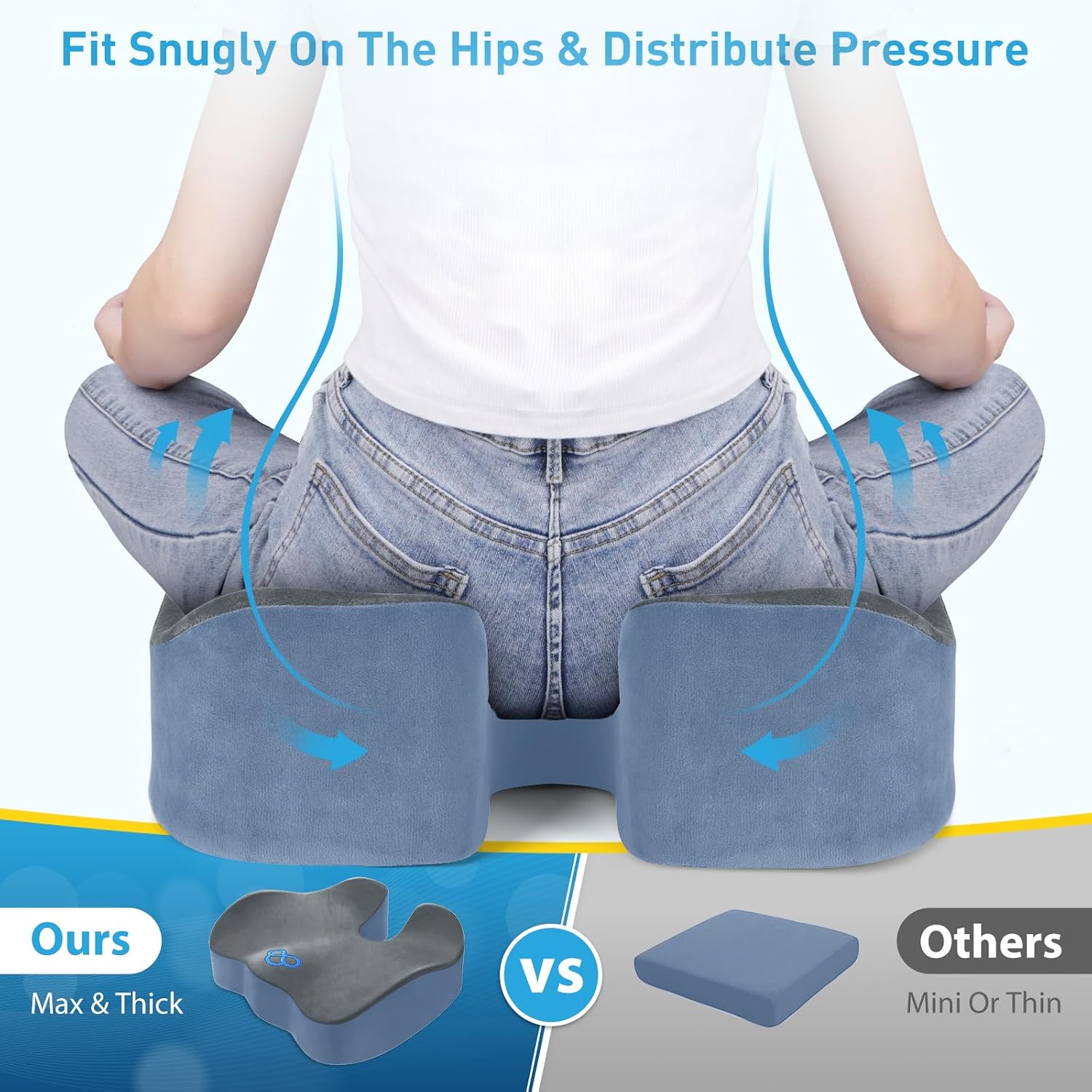 BlissTrends Seat Cushion,5.2in Thick Memory Foam Cushions for Office Chair, Car Seat, Airplane, Relieving Pressure Tailbone Sciatica Back P…