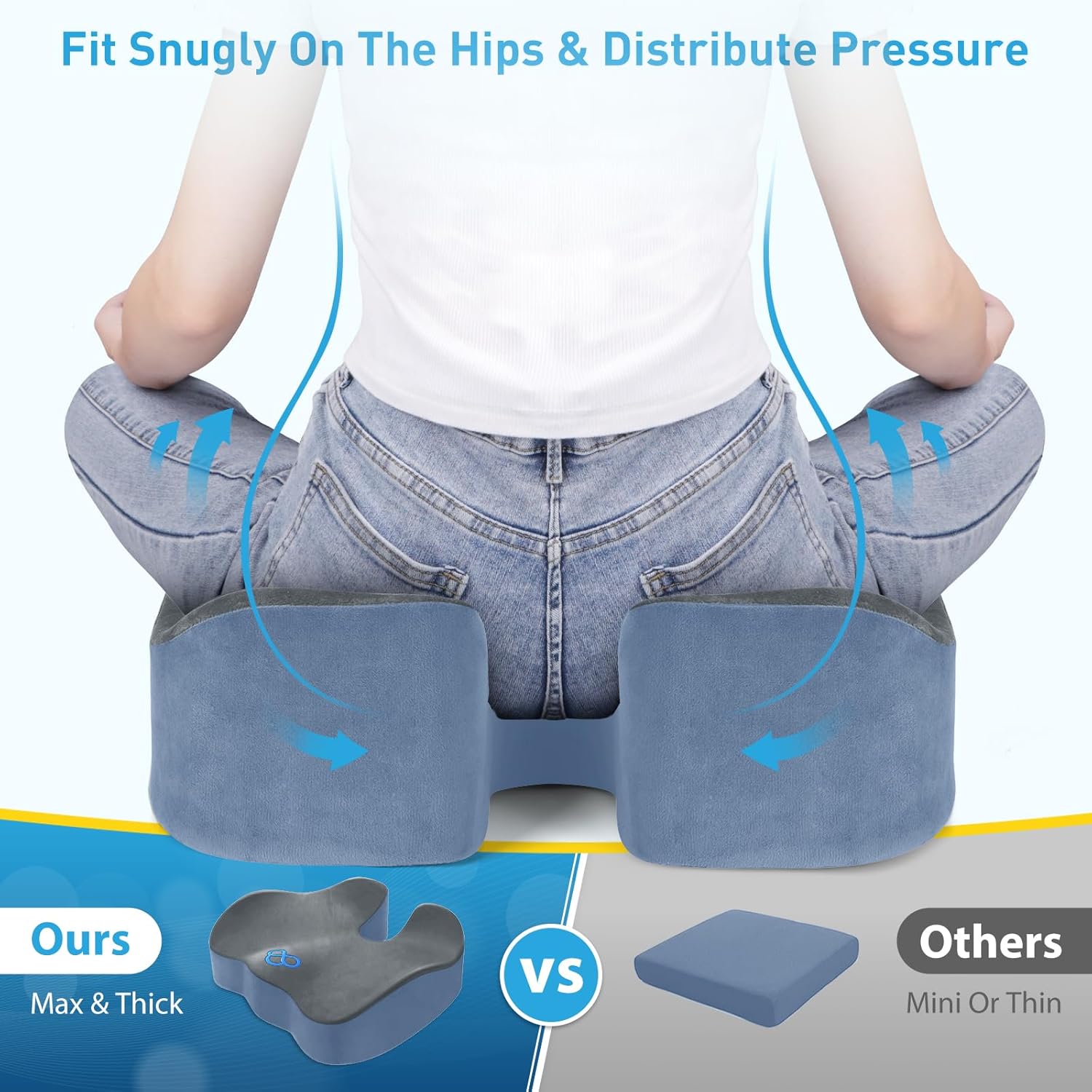 BlissTrends Seat Cushion, Thick Memory Foam Cushions for Office Chair, Car Seat, Airplane, Relieving Pressure Tailbone Sciatica Back Pain fo…