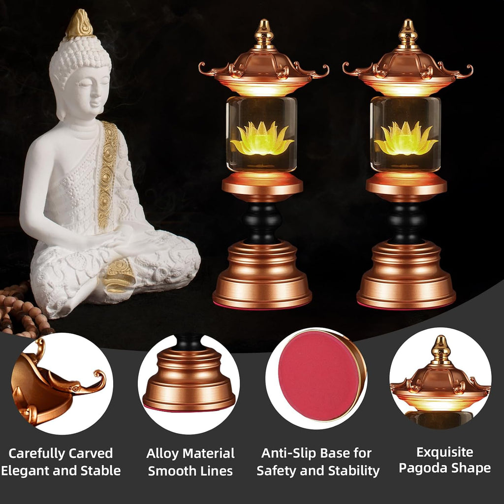 1 Pair 7 Color LED Lotus Lamp Lights - Lotus Lights with Adjustable Switch for Buddhist Occasions, Meditation Buddhist Supplies(11 Inch)