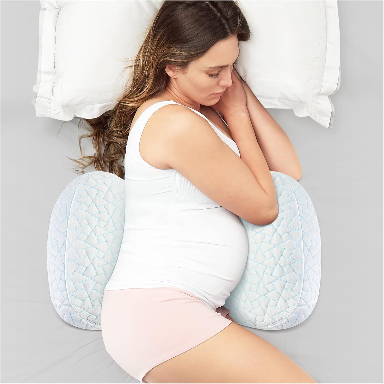Pregnancy Pillow for Sleeping, Portable Adjustable Maternity Wedge Pillows for Side Sleepers, Belly, Back & Hip Support with Cooling…