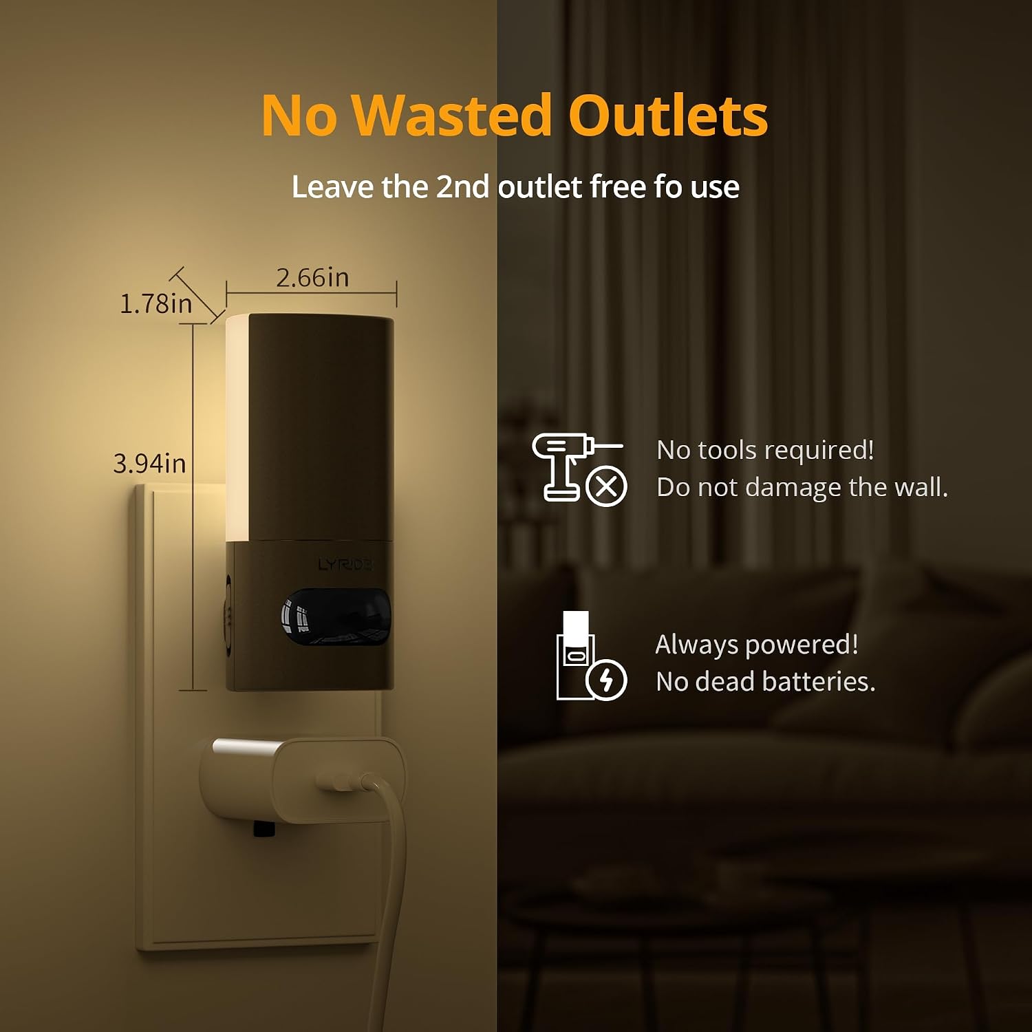 Lyridz Plug-in LED Rotatable Night Light with Motion Sensor, Dimmable Backlit Nightlight with 1-150lm Adjustable Brightness for Bathroom, B…