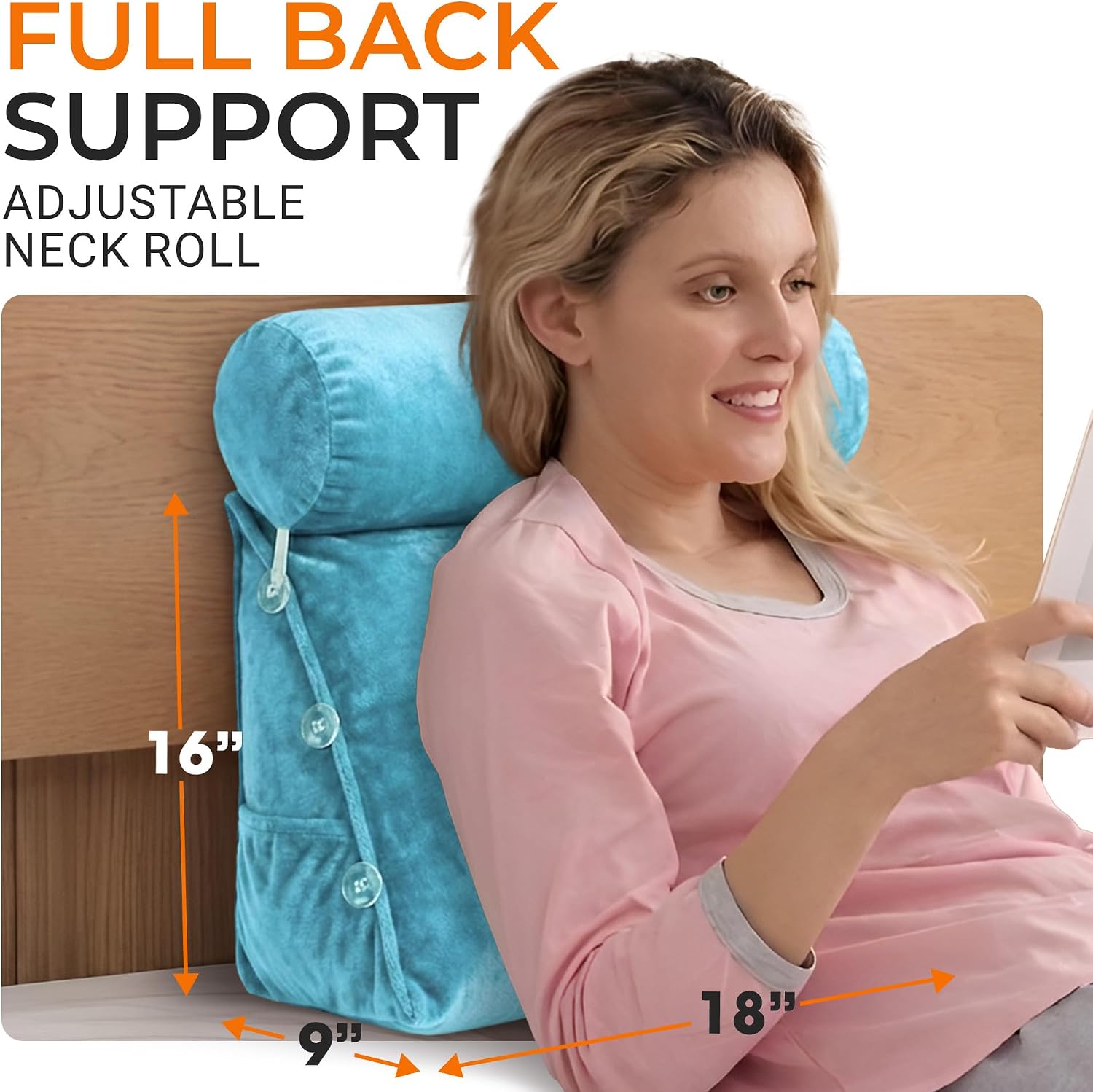 Cheer Collection Reading Wedge Pillow - Adjustable Wedge Reading Pillow with Neck Support, Hollow Fiber-Filled Backrest Pillow for…