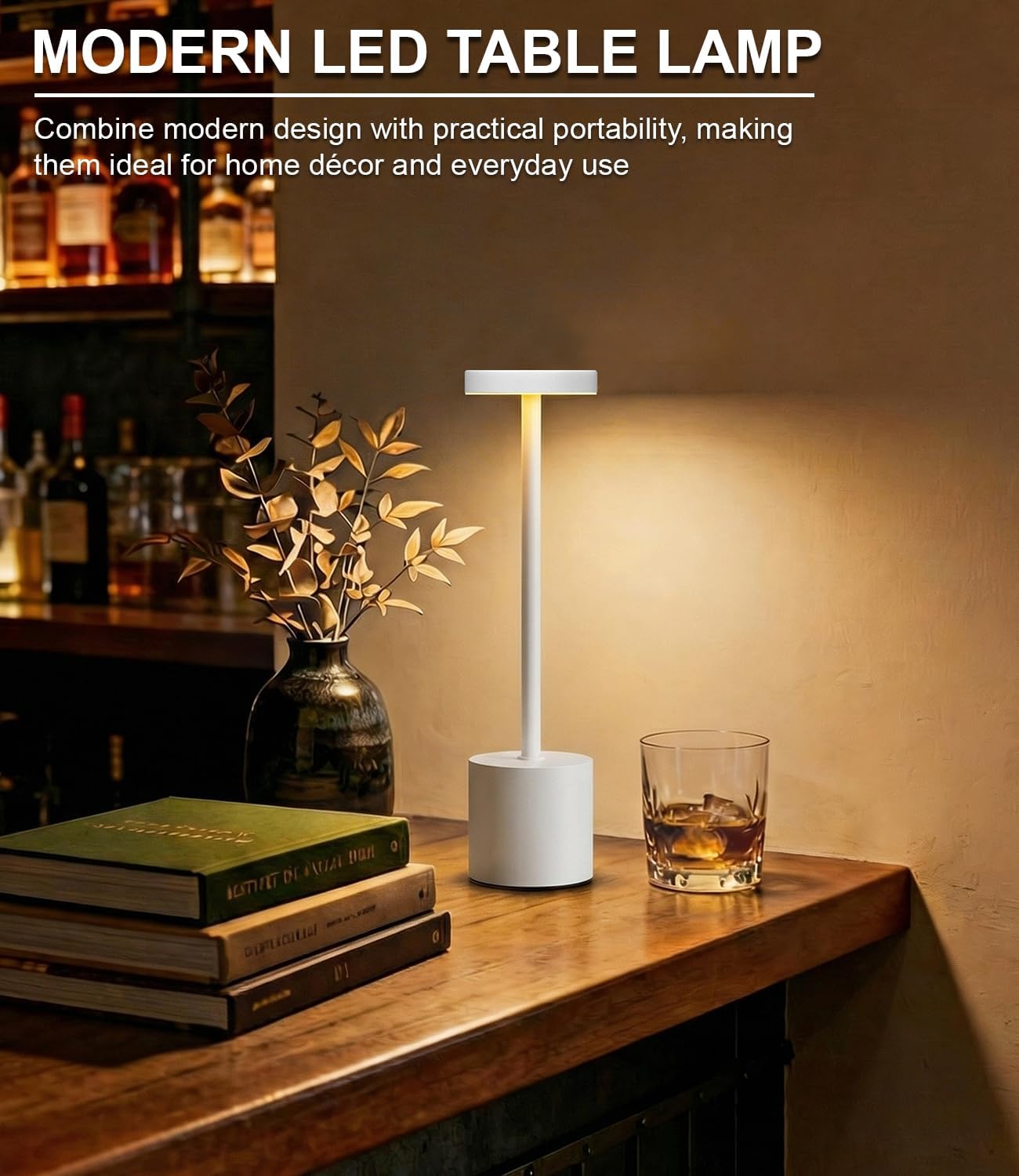 Swinerton White Rechargeable Cordless Table Lamps Set, 5000mAh Battery Powered Wireless Table Light, Portable LED Desk Lamp, 3 Color…