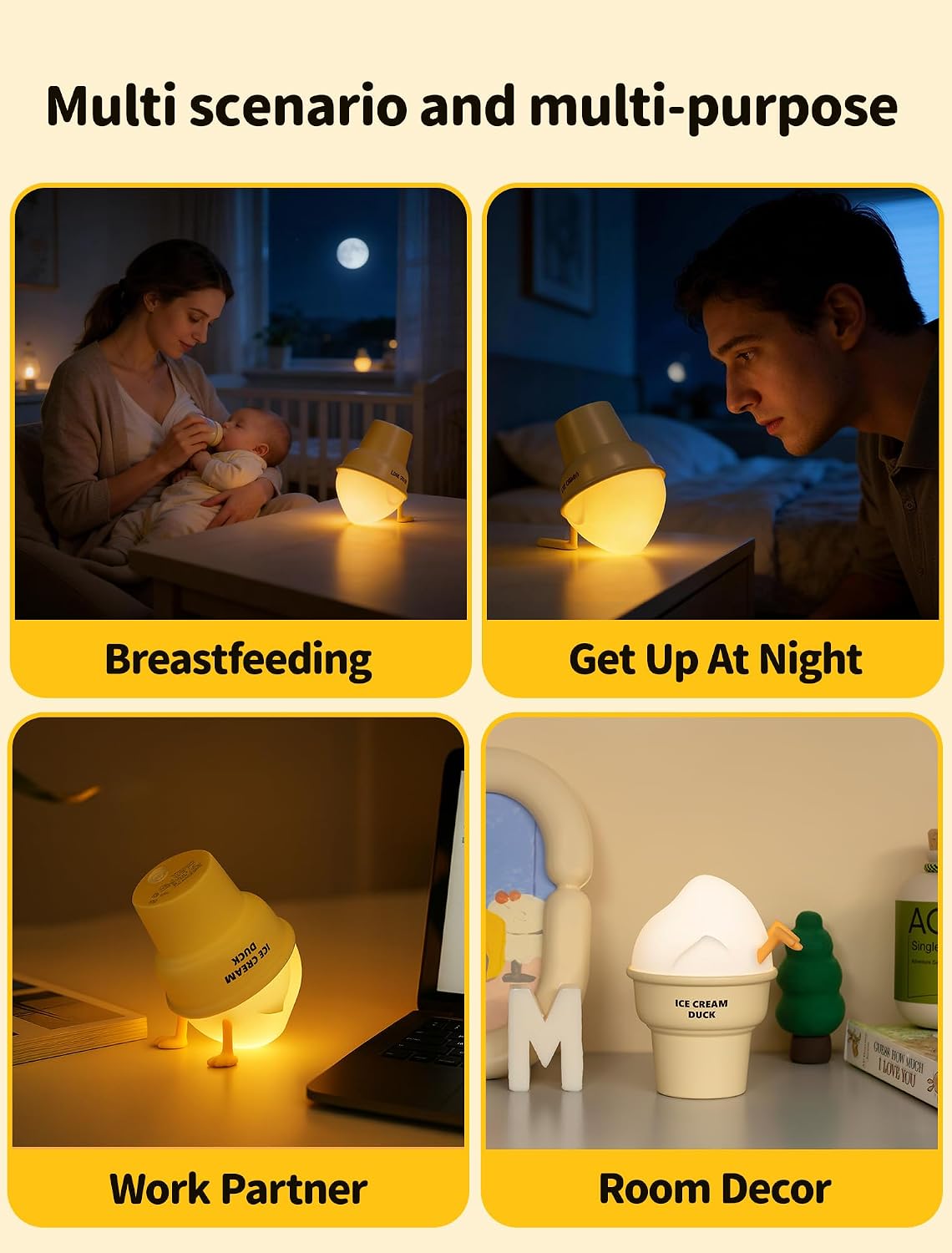 Tarinks Night Light for Kids, Rechargeable Bedside Touch Lamp, Portable Dimmable Nightlight, Cute Lamp Gifts for Baby, Teens, Adults, Table…