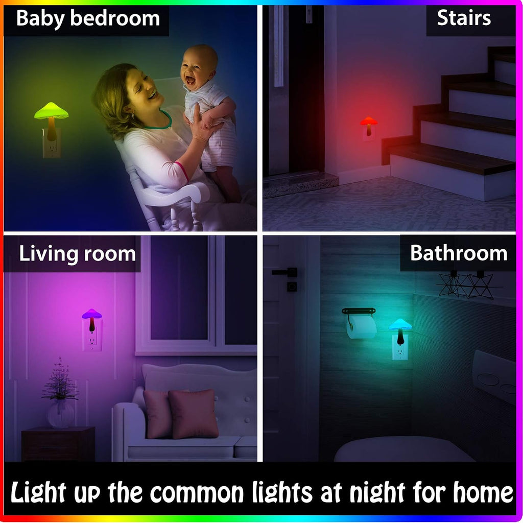 Honoson 4 Pieces Mushroom Night Light LED Night Light Plug in Lamp 7 Color Magic Mini Pretty Mushroom Shaped Lamp Adults(7-Color Light…