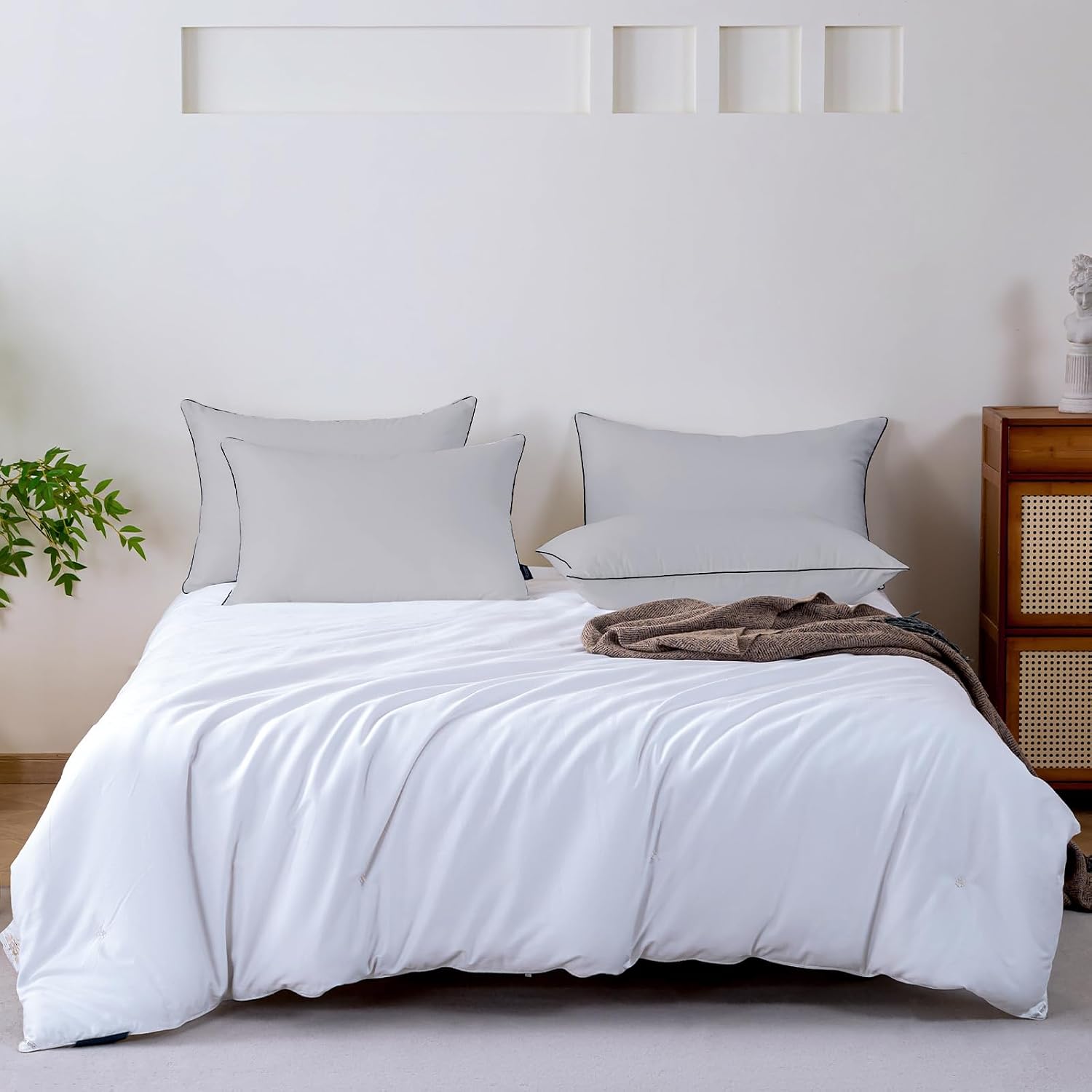 GOHOME Pillows Standard Size Set of 4 - Bed Pillows for Sleeping 4 Pack, Cooling Supportive Hotel Pillows with Premium Soft Down…