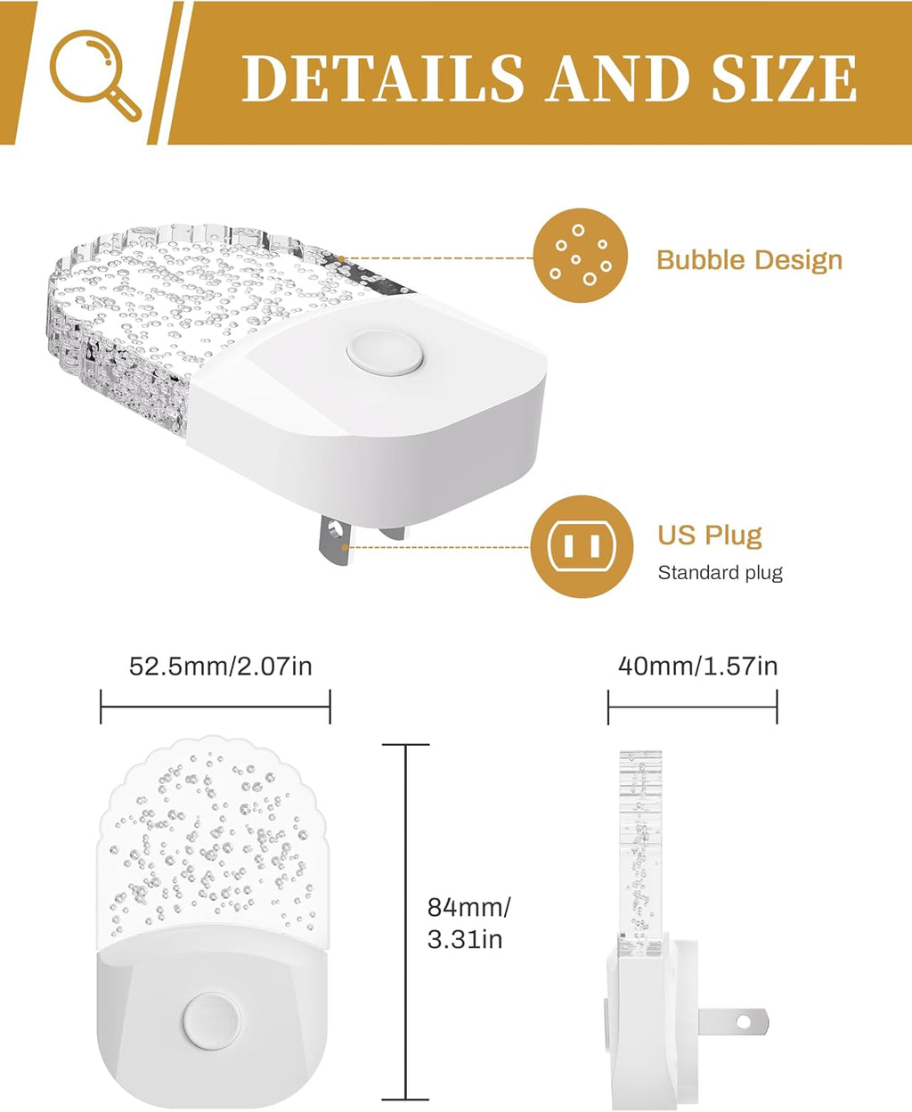 DORESshop Led Night Lights Plug into Wall, 4 Packs Amber Dimmable Dusk to Dawn Night Light for Bedroom, Kids Room, Bathroom