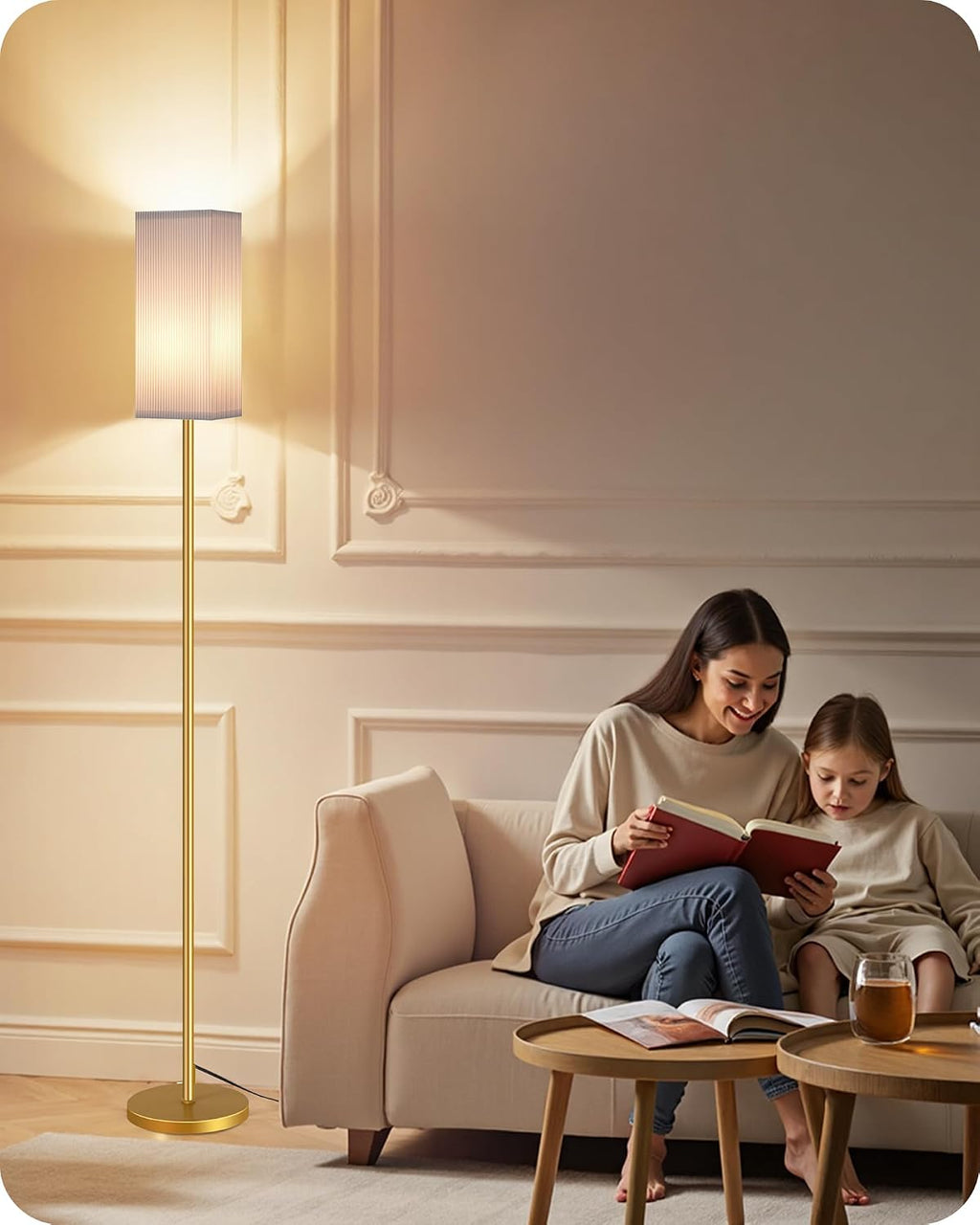 64.2” Dimmable Floor Lamp for Living Room with Remote and Foot Switch, Corner Floor Lamp for Bedroom, Includes 10W A19 Bulb, Modern…