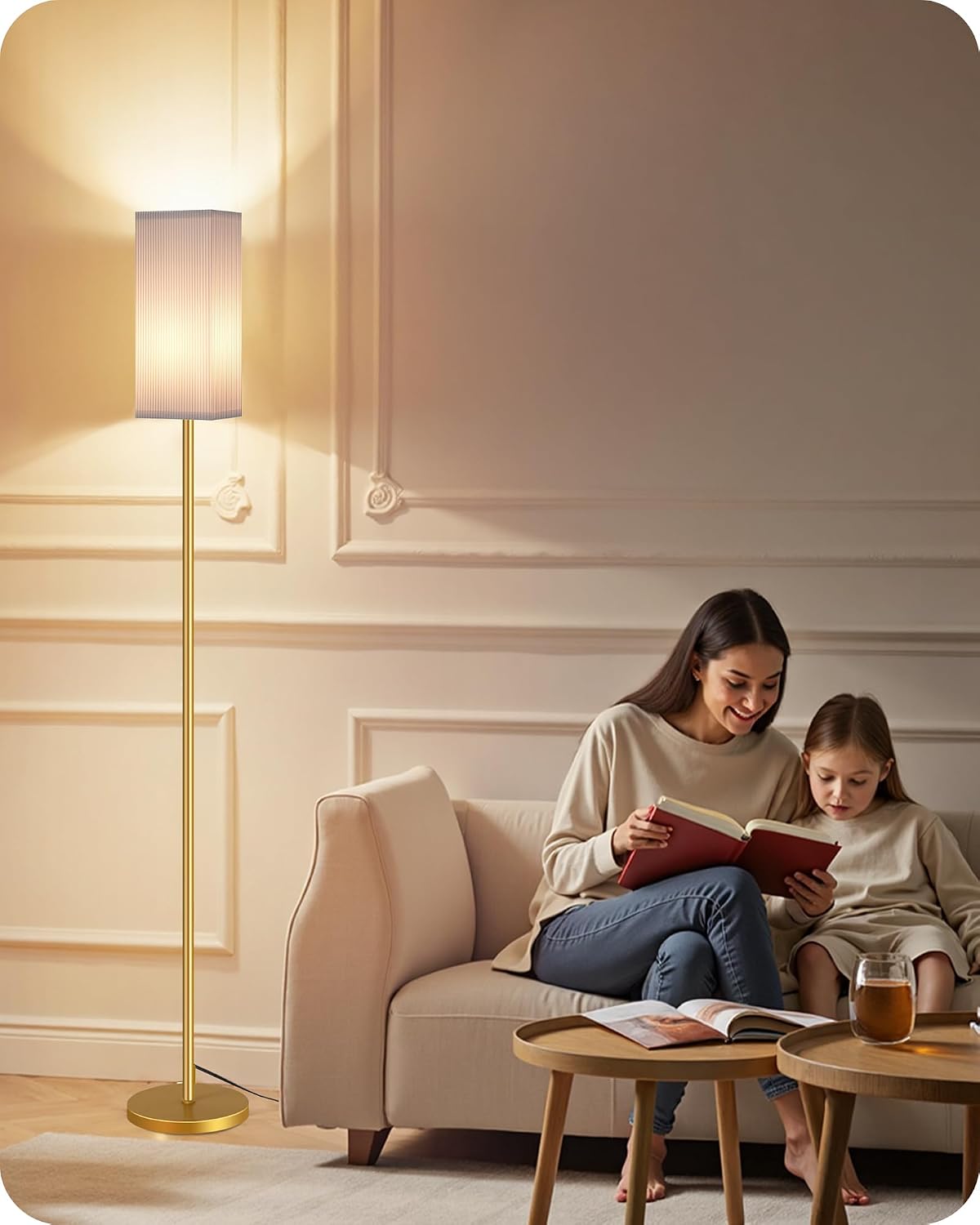 64.2” Dimmable Floor Lamp for Living Room with Remote and Foot Switch, Corner Floor Lamp for Bedroom, Includes 10W A19 Bulb, Modern…