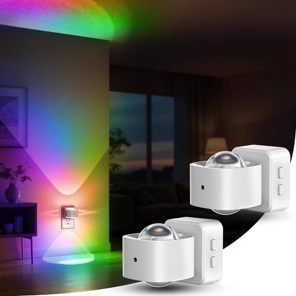 Briignite Night Light Projector, RGB Color Changing Night Light for Kids, 180° Rotating Night Lights Plug into Wall, Dusk to Dawn Sensor…