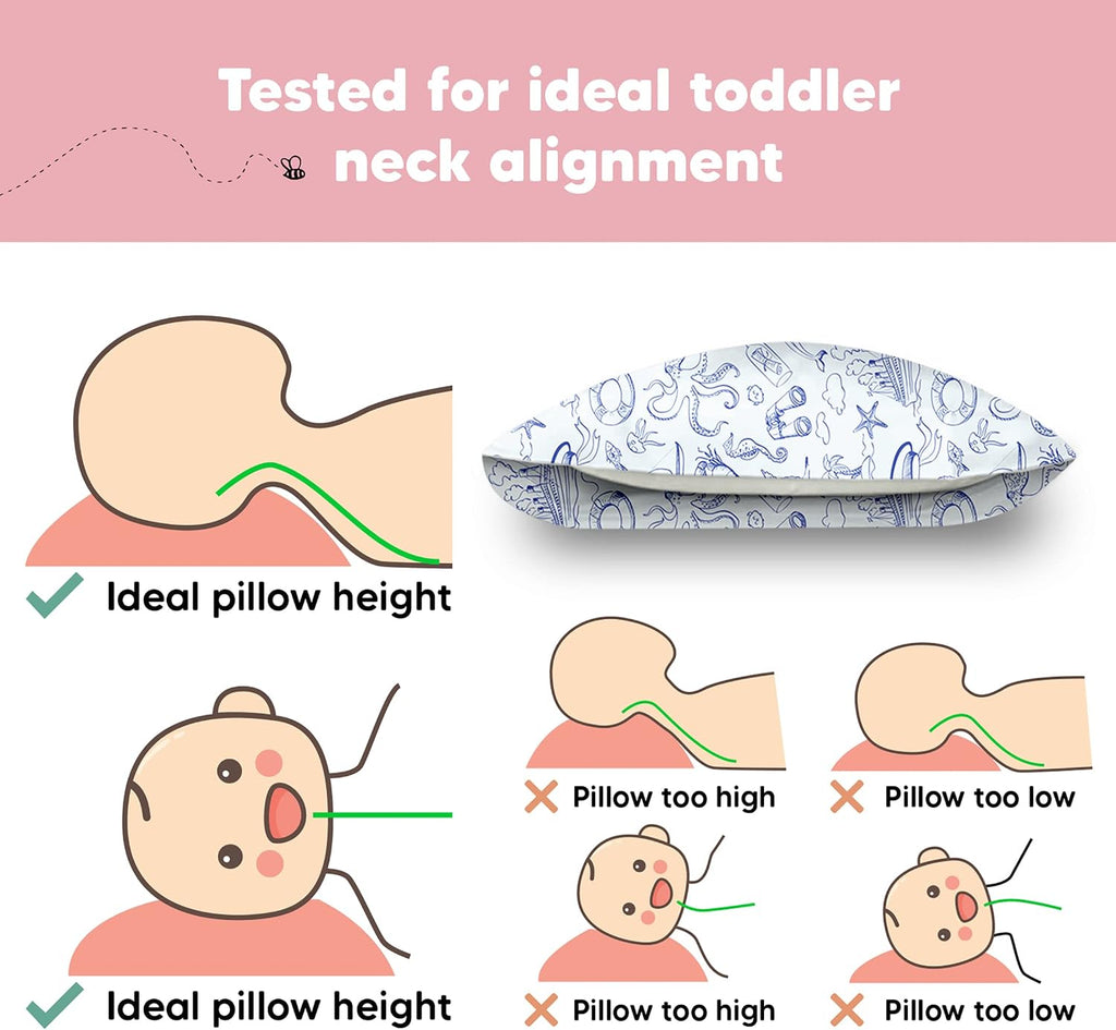 Toddler Pillow with Pillowcase - 13x18 My Little Dreamy Kids Travel Bed Pillows for Sleeping, Organic Cotton Small Pillowcase, Soft &…