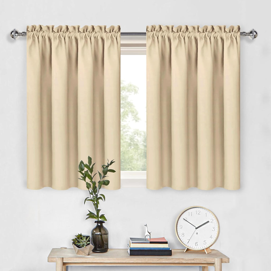 DWCN Blackout Curtains for Living Room Thermal Insulated, Energy Saving & Noise Reducing Bedroom Curtains, Beige, W 52x L 36 Inch, Set of…