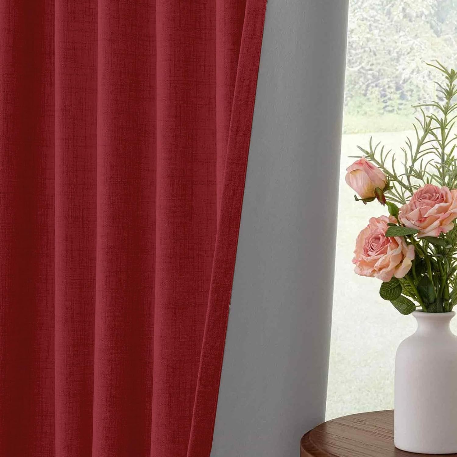 Inovaday 100% Blackout Curtains 84 Inches Length 2 Panels Set, Back Tab/Rod Pocket Linen Black Out Curtains for Bedroom, Thermal Insulated…