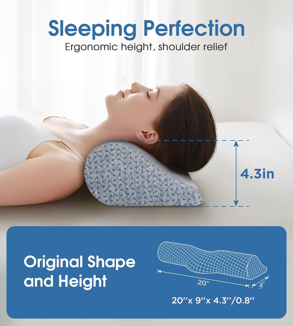 Demelon Cervical Neck Pillows for Sleeping, High-Density Memory Foam Pillow Neck for Bolster Support and Shoulder Relaxer, Decompression De…