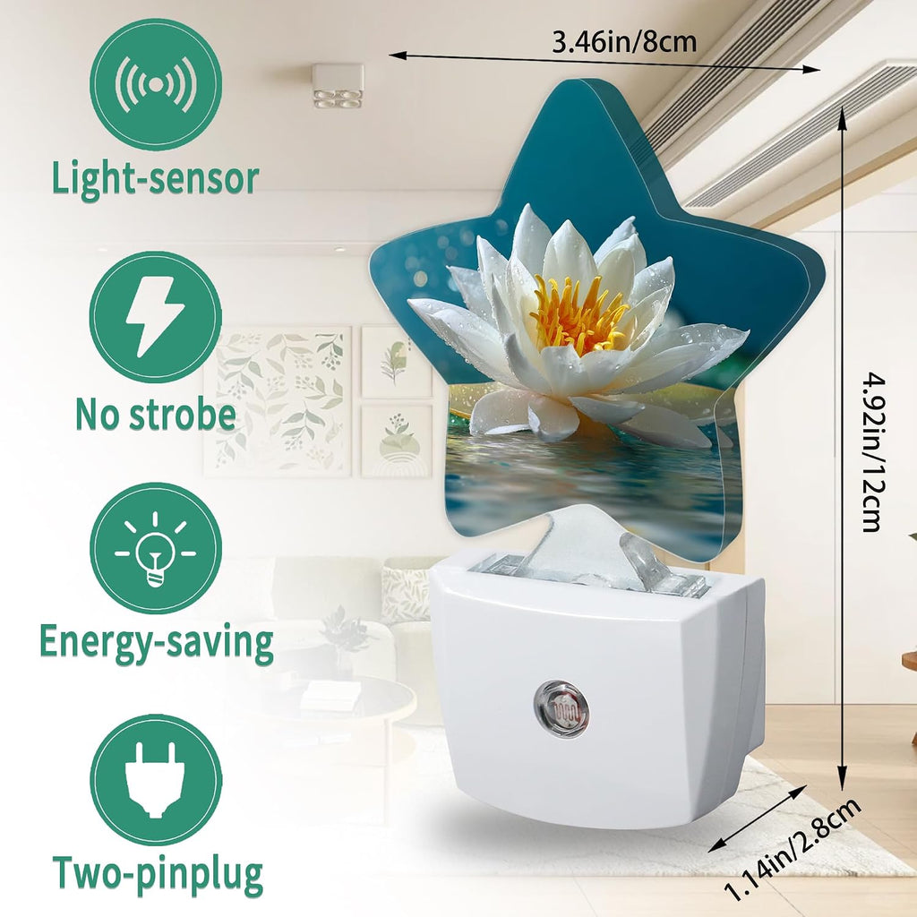 Star Night Light with Dusk to Dawn Sensor, Lotus Plug in Night Light for Kids Bedroom Nursery, Soft Warm Glow Lamp for Hallway Bathroom…