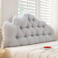Reading & Bed Rest Pillow for Headboard – Wedge Backrest Positioning Support Cushion with Ties, Soft Washed Cotton Cover, Fluffy High…