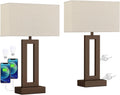 Seealle Bedroom Lamps for Night Stands - Touch Control, 3 Way Dimmable, USB C+A Charging, LED Bulbs, Easy Assembly(Yellow&Brown)