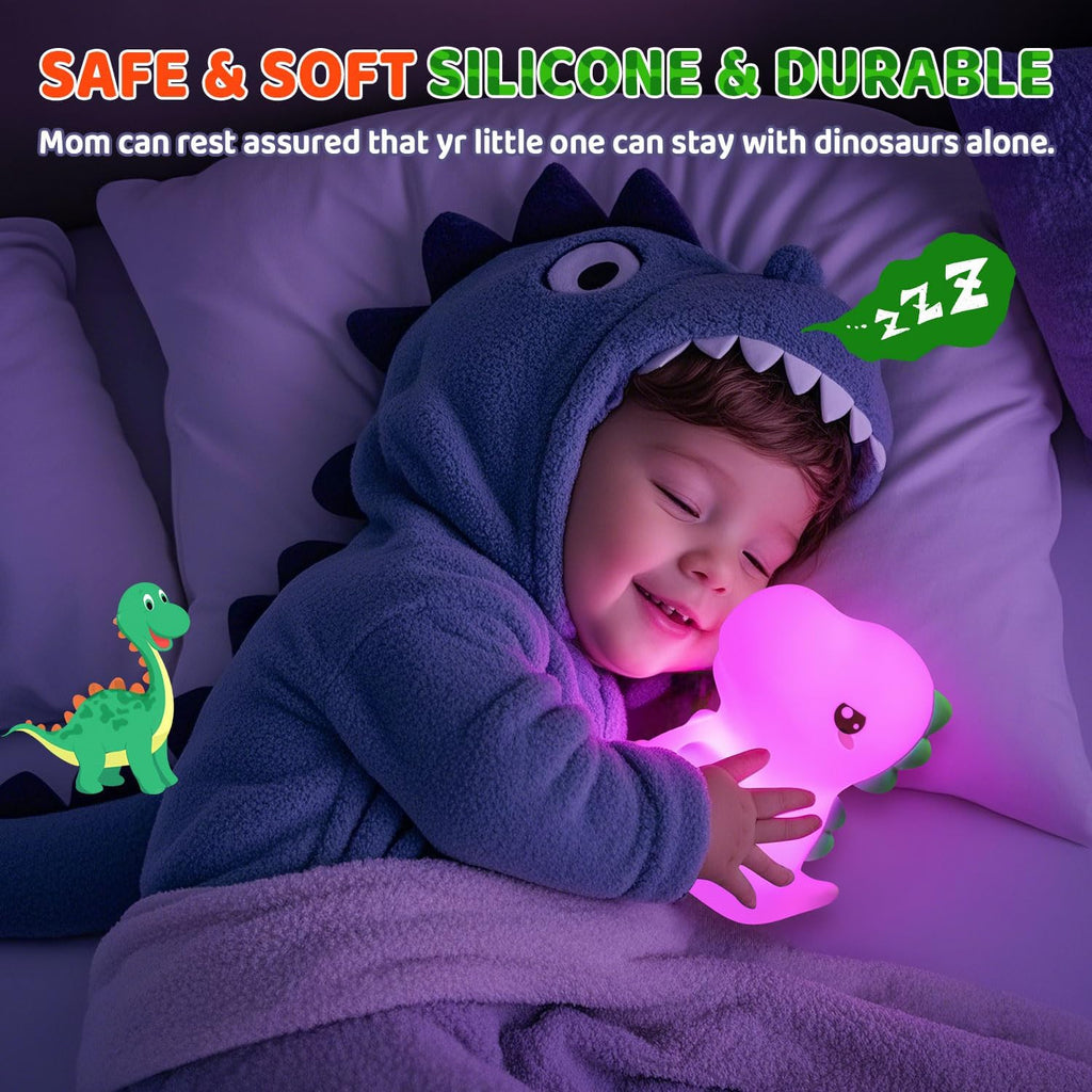 OneFire Dinosaur Toys for Kids 3-5,16 Colors+Silicone+Dimmable+12 Hr Use Night Light for Kids Night Light, Toys for 3-8 Year Old Boy, Toddler…