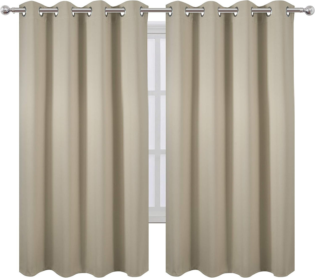 Lemomo Beige Blackout Curtains 66 x 63 Inch Length/Set of 2 Curtain Panels/Thermal Insulated Room Darkening Blackout Curtains for Bedroom 6…