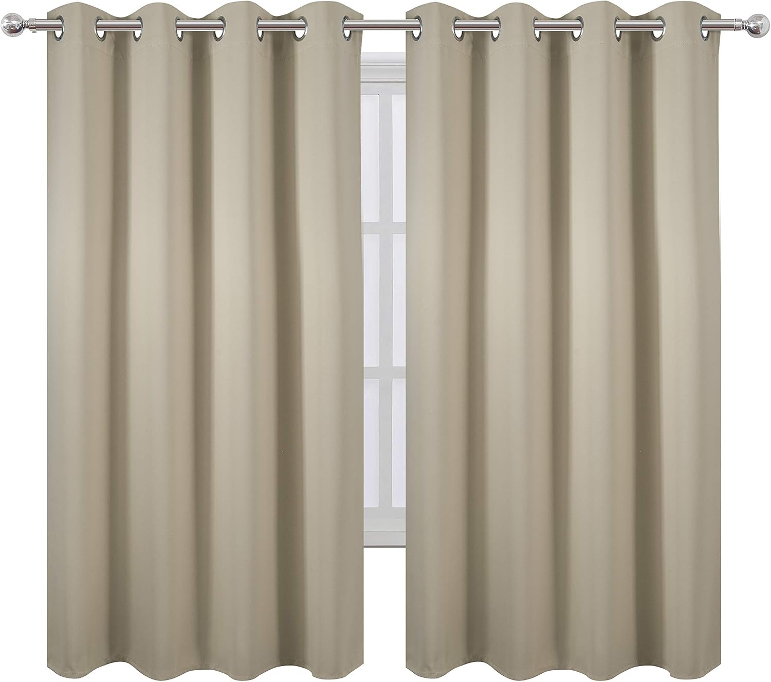 Lemomo Beige Blackout Curtains 66 x 63 Inch Length/Set of 2 Curtain Panels/Thermal Insulated Room Darkening Blackout Curtains for Bedroom 6…