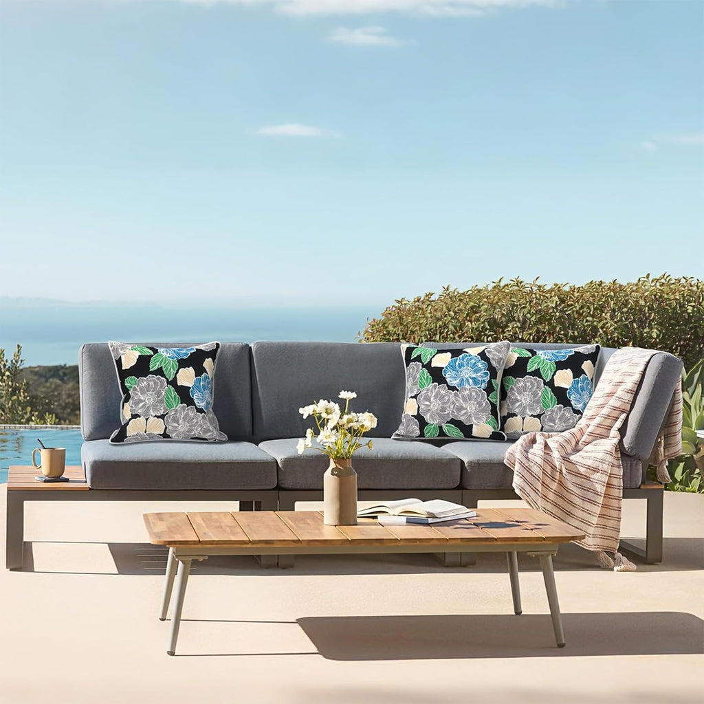 LVTXIII Outdoor/Indoor Pillow Covers, Patio Fade Resistant Throw Pillow Covers ONLY, Waterproof Farmhouse Accent Cushion Cases for Sofa…