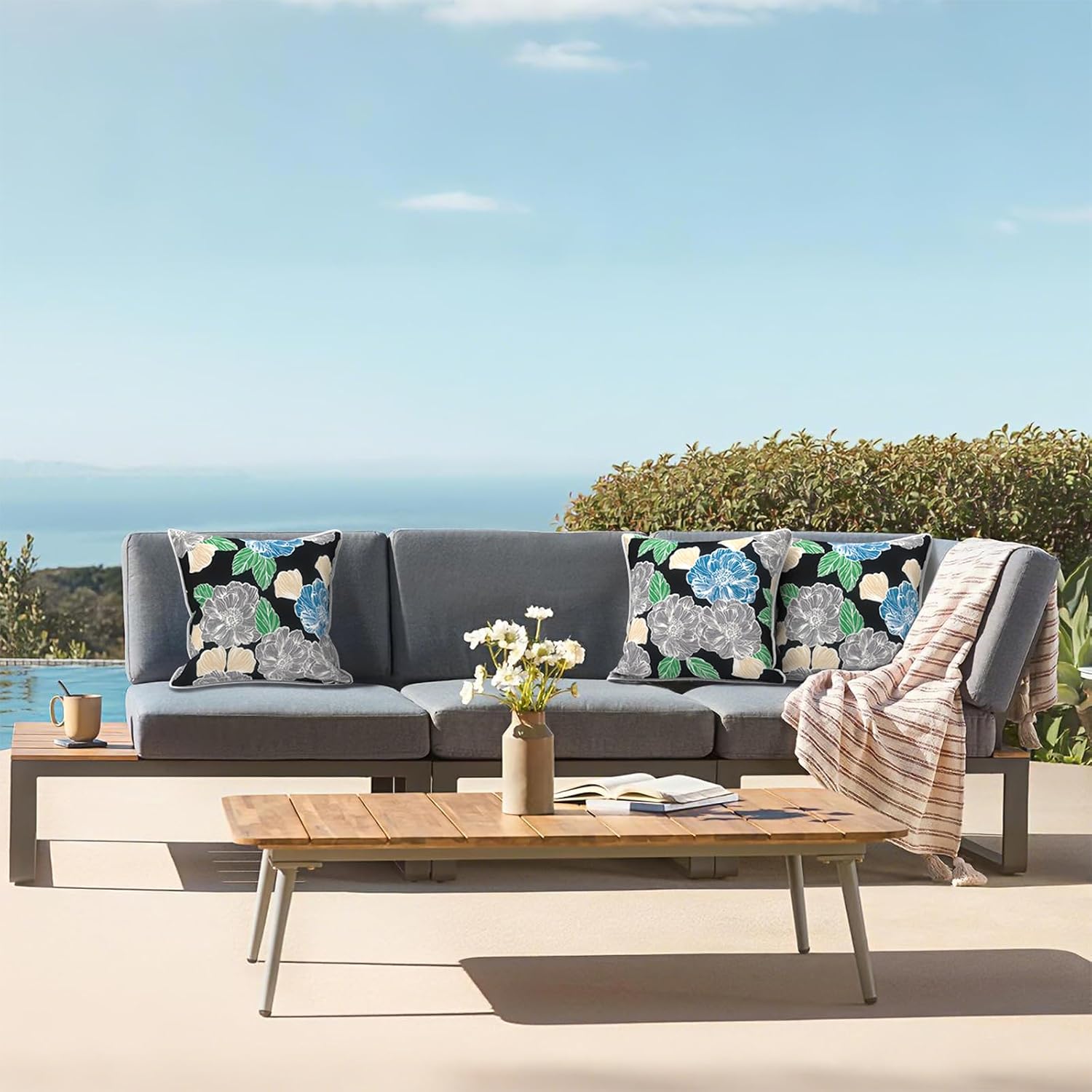 LVTXIII Outdoor Throw Pillow Covers Set of 2, Patio Waterproof Pillow Cases Fade Resistant Accent Pillow Covers for Home and Garden…