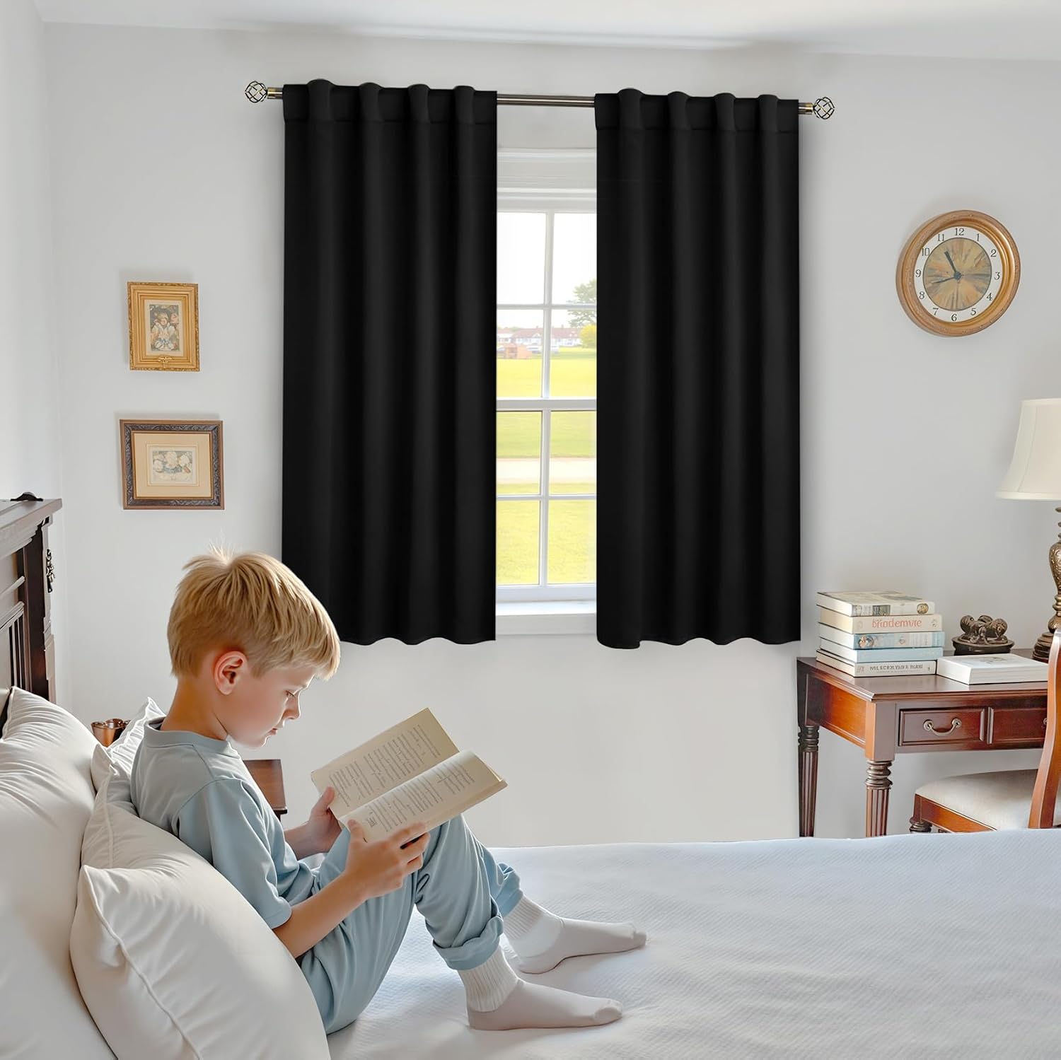 BGment Cafe Curtains 24 Inch Length for Half Window - 34 x 24 inch Short Black Out Curtains Privacy Thermal Insulated Rod Pocket and Back T…
