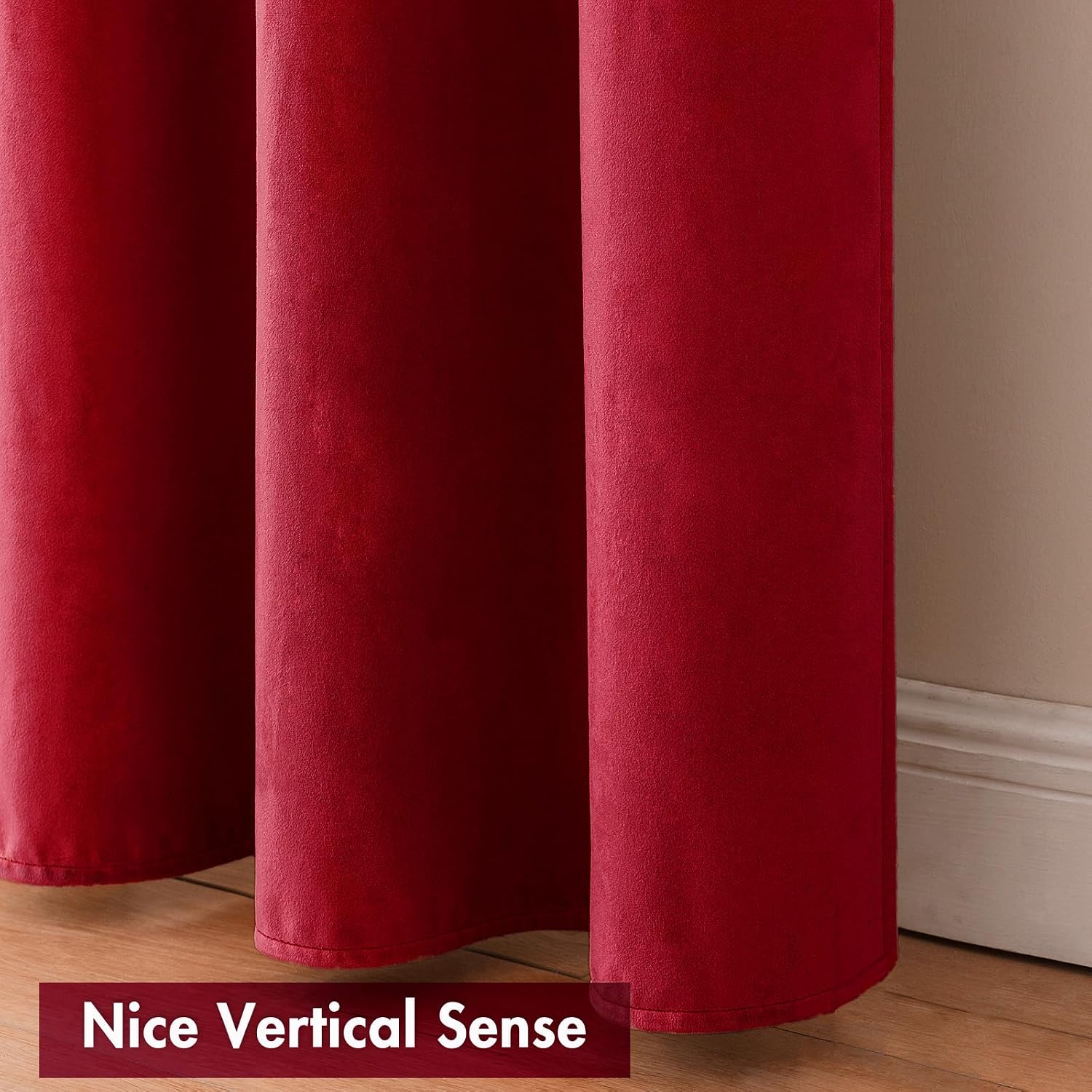 MIULEE Christmas Red Velvet Curtains Thermal Insulated Blackout Curtain Drapes for Bedroom Living Room Darkening 72 Inches Long Curtains…