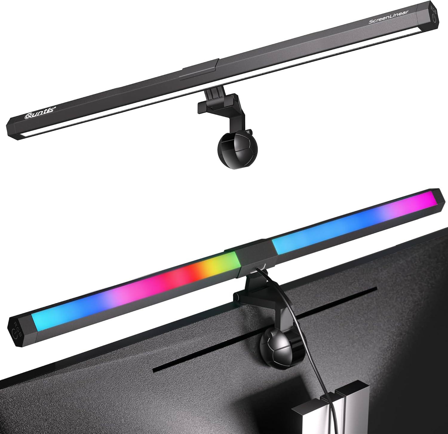 Quntis Monitor Light RGB PRO Backlight, Eye-comfort Dual Light Computer Light Bar Gaming Office Desk Lamp, 15 Modes Dimmable Backlight, 3…