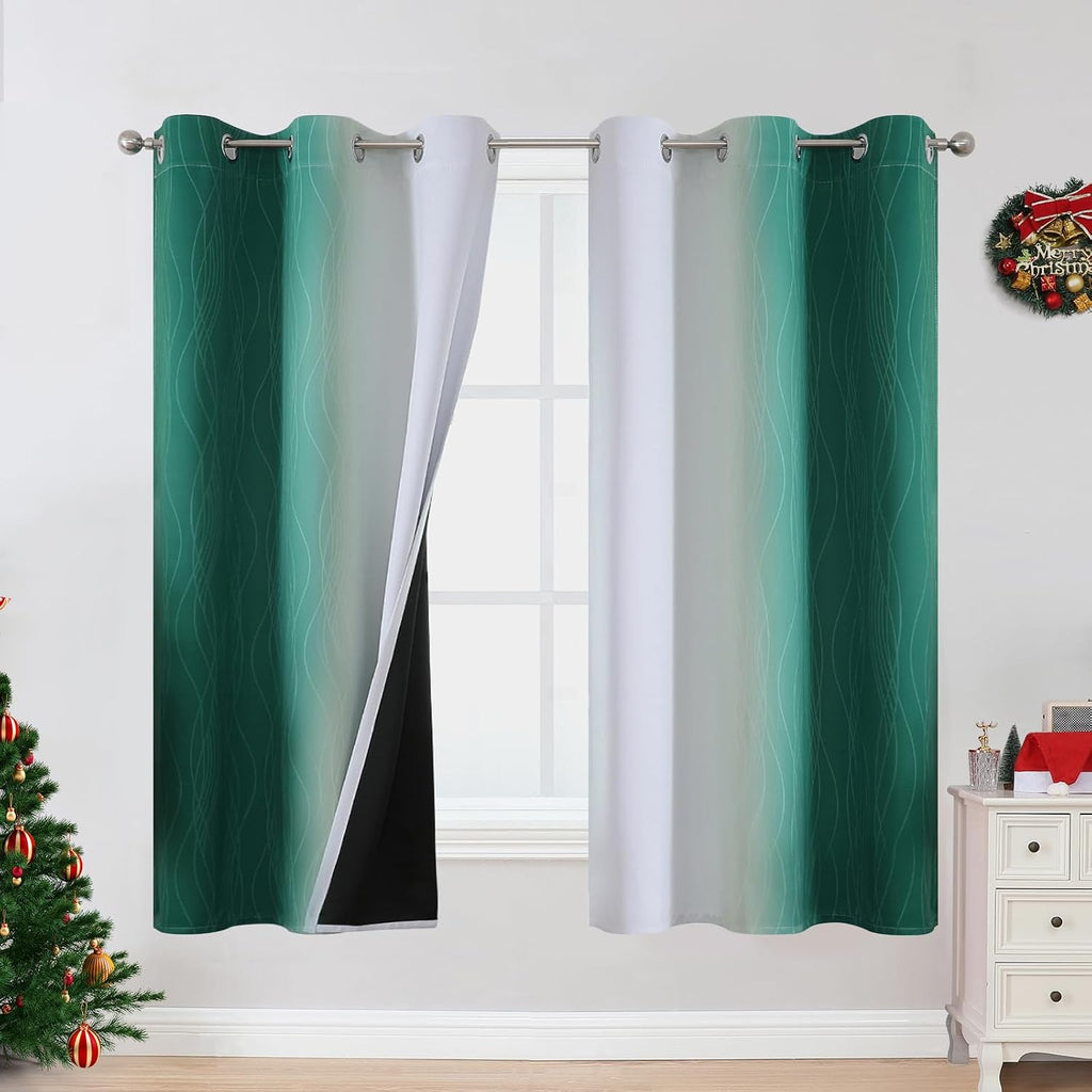 Estelartextiler Estelar Textiler Ombre Greyish White and Green Blackout Curtains & Drapes for Bedroom, Thermal Insulated Full Light Blockin…