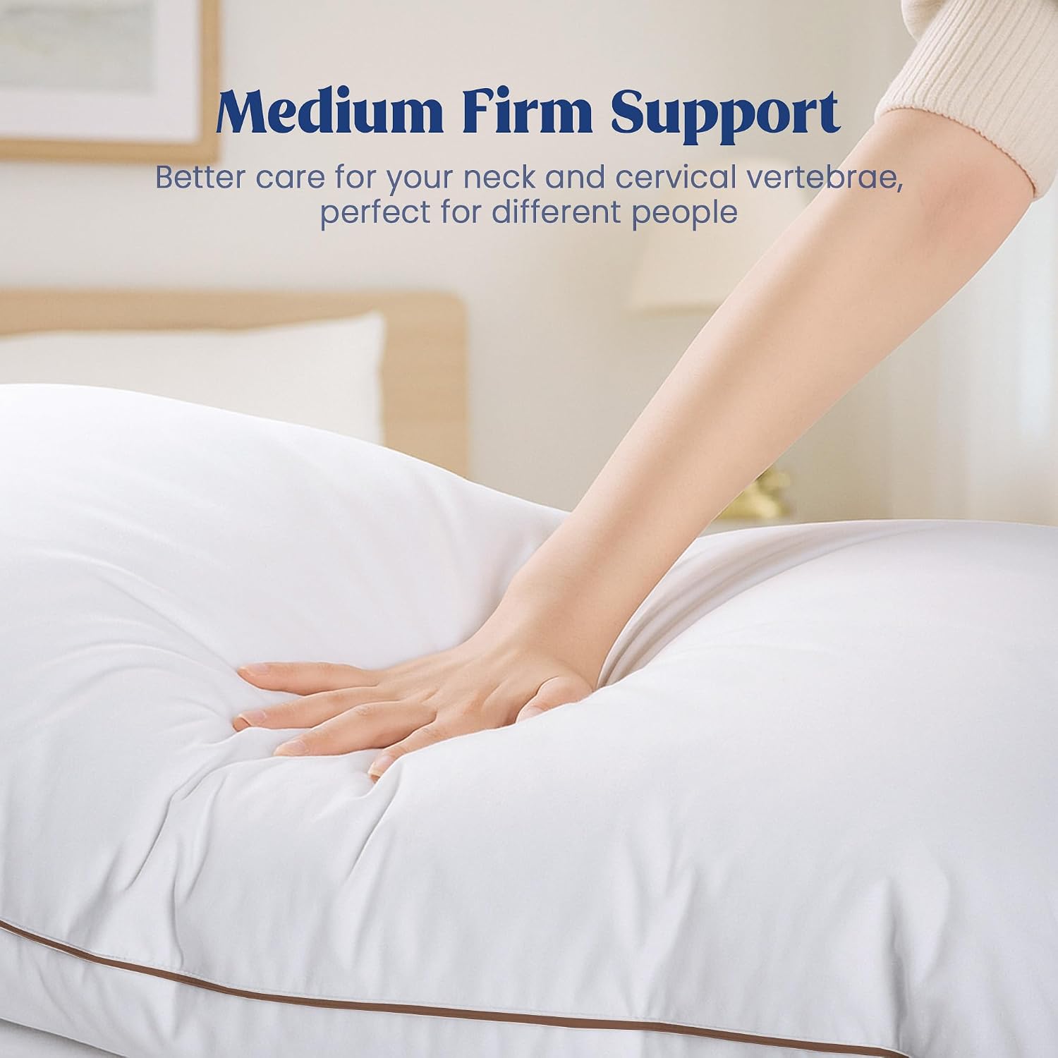 Puredown ® Goose Feather Down Pillows Queen Size Set of 2, Fluffy Bed Pillow for Sleeping with 100% Cotton Cover, Medium Firm Luxury Hotel…