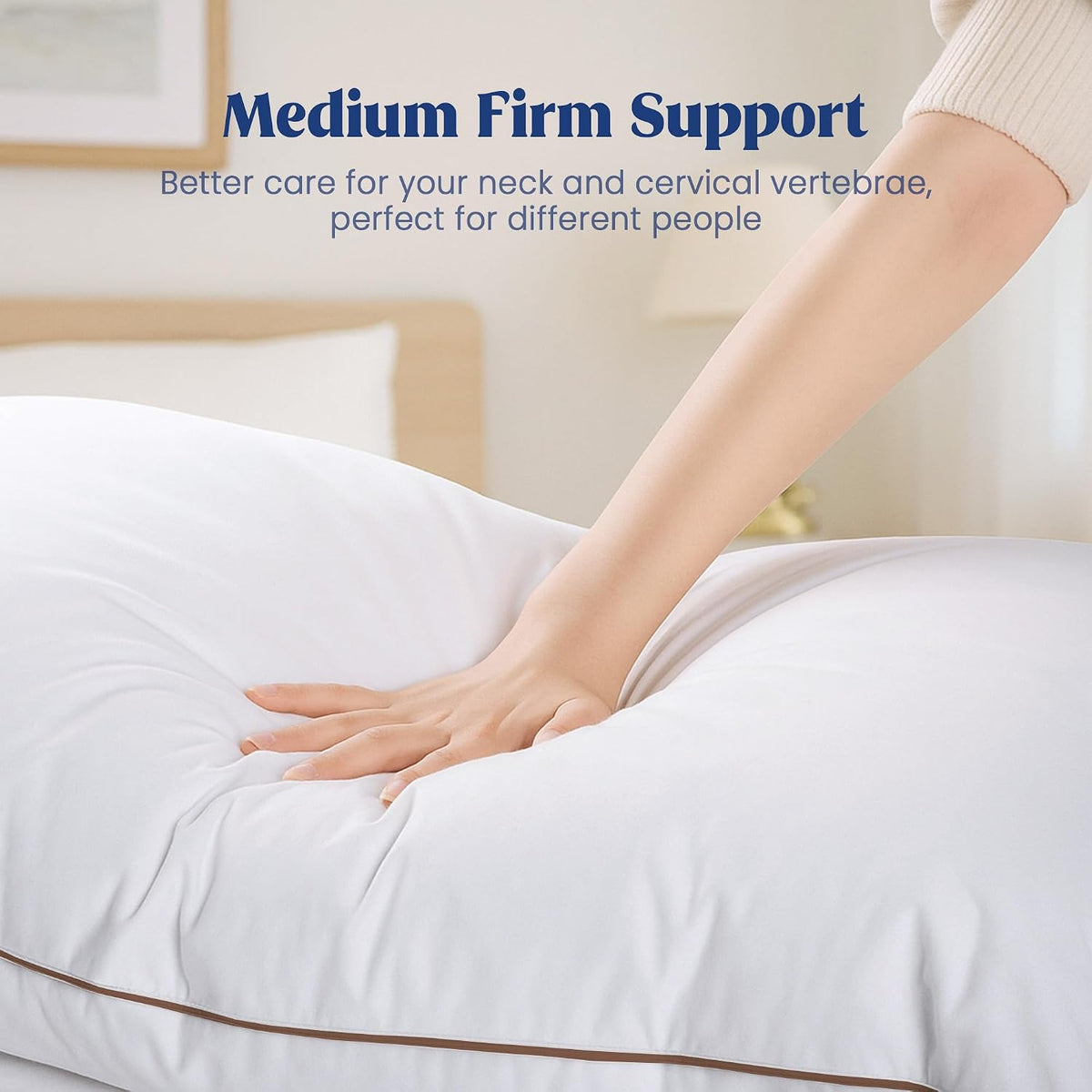 Puredown ® Goose Feather Down Pillows King Size Set of 2, Fluffy Bed Pillow for Sleeping with 100% Cotton Cover, Medium Firm Luxury Hotel C…