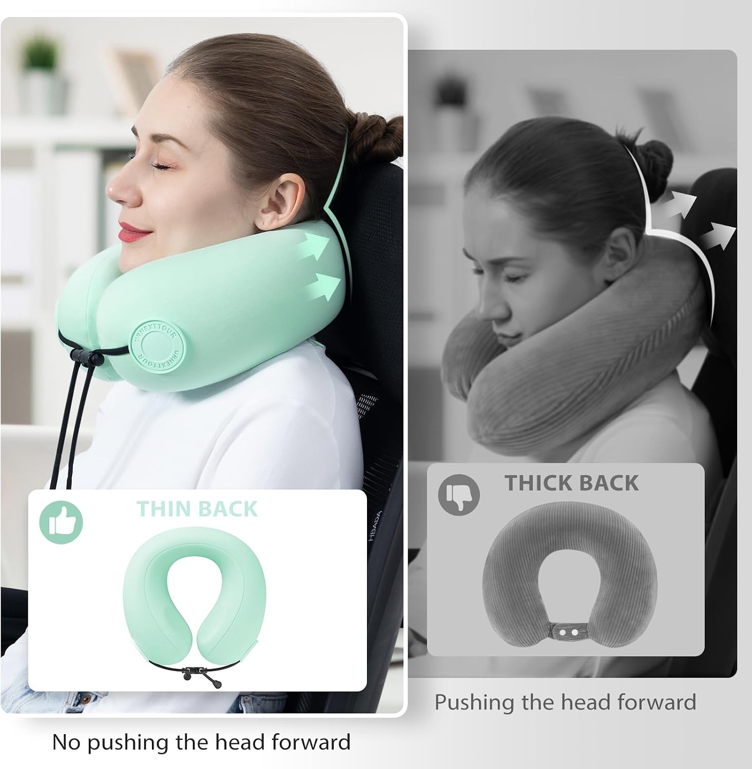 urnexttour Travel Neck Pillows for Airplane Adults, Memory Foam Neck Support Travelling Pillow with Washable Cotton Pillowcases and…