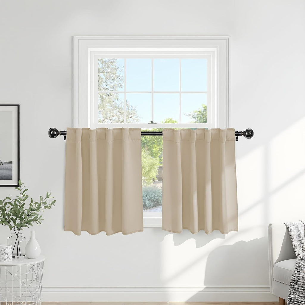 Ponydance PONY DANCE Thermal Insulated Small Window Curtains Short Drapes for Nursery Bathroom Kitchen Laundry RV Basement, 29 inch Wide by…