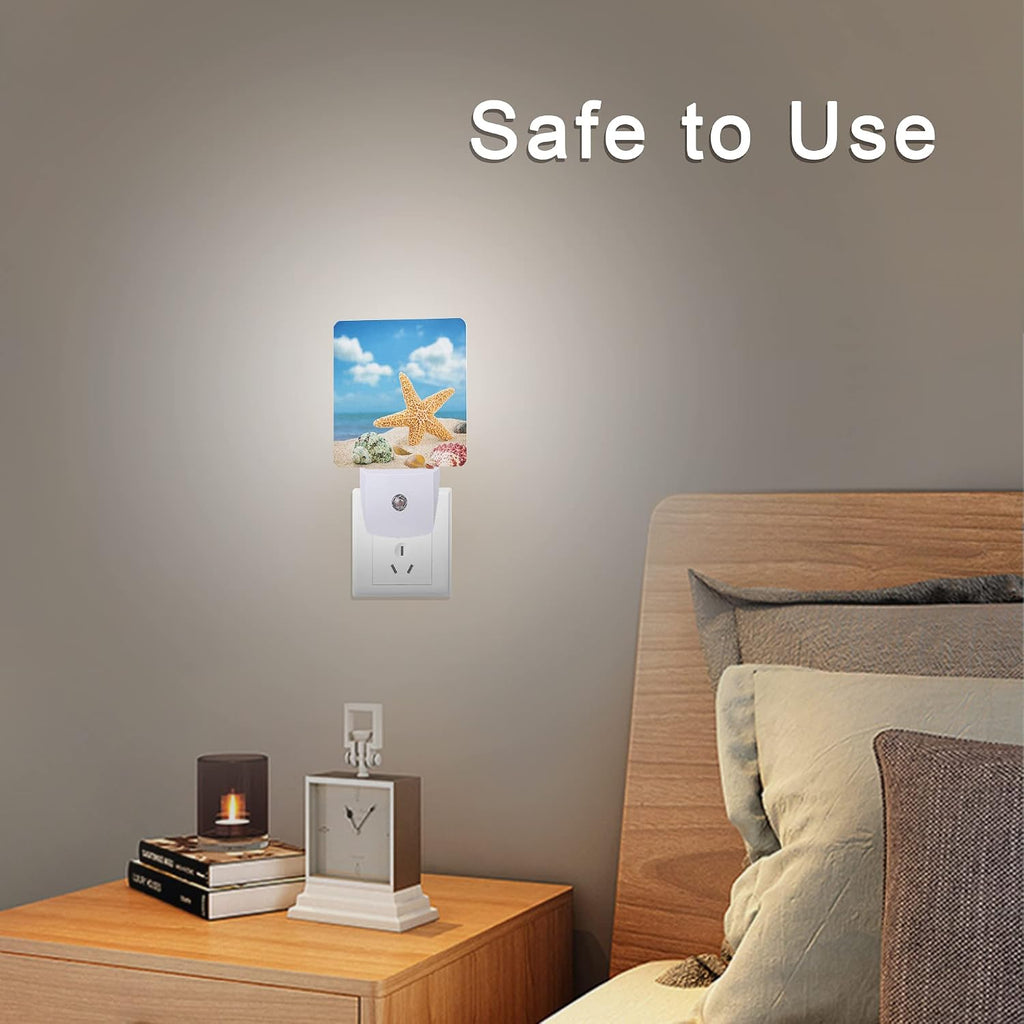 Seashells Starfishes Beach Night Light Plug-in LED Nightlights Auto Sensor Night Lamp Dusk-to-Dawn Lamp Home Decor for Nursery Children…