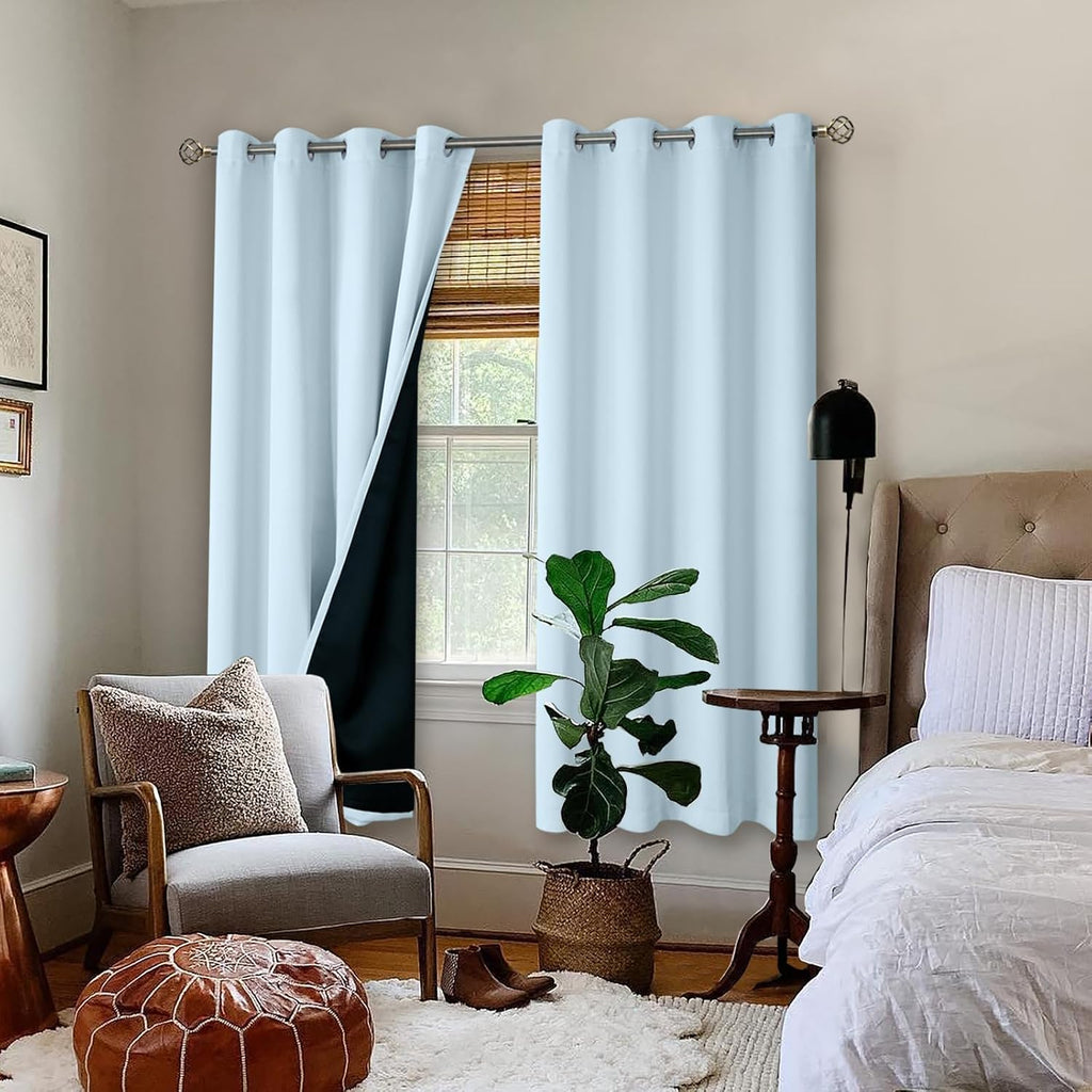 BGment Baby Blue 100% Blackout Curtains for Nursery Bedroom 72 Inch Length 2 Panels, Thermal Insulated Full Light Blocking Grommet Noise Ca…