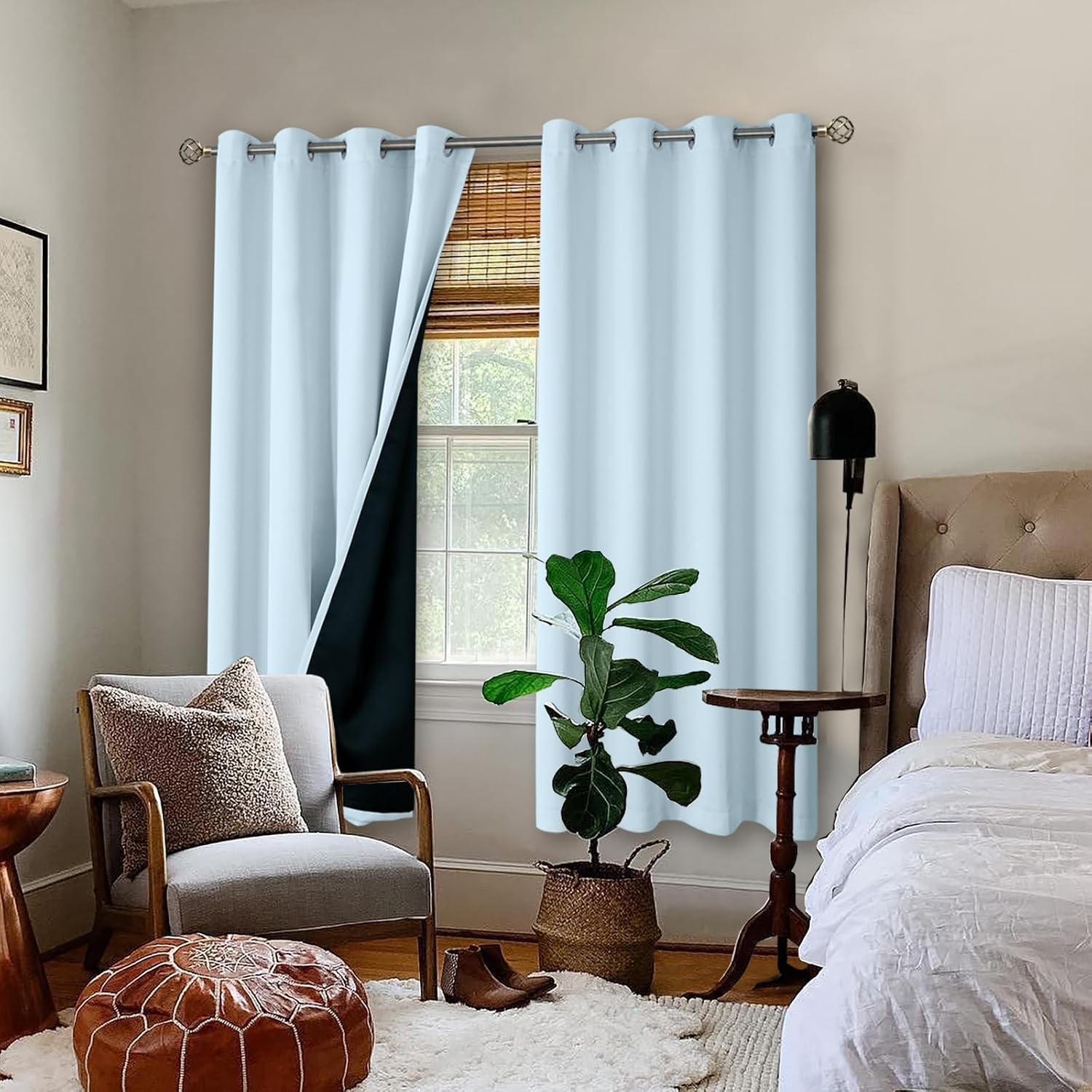 BGment Baby Blue 100% Blackout Curtains for Nursery Bedroom 72 Inch Length 2 Panels, Thermal Insulated Full Light Blocking Grommet Noise Ca…