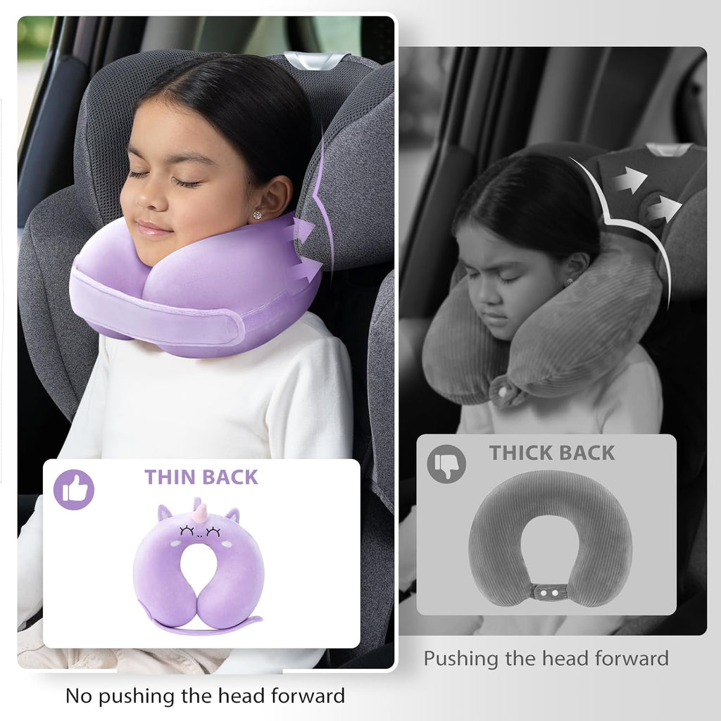 urnexttour Car Pillow for Big Kids Travel Neck Pillows, Foam Neck Support Travelling Pillow with Washable Cotton Pillowcases and Storage…