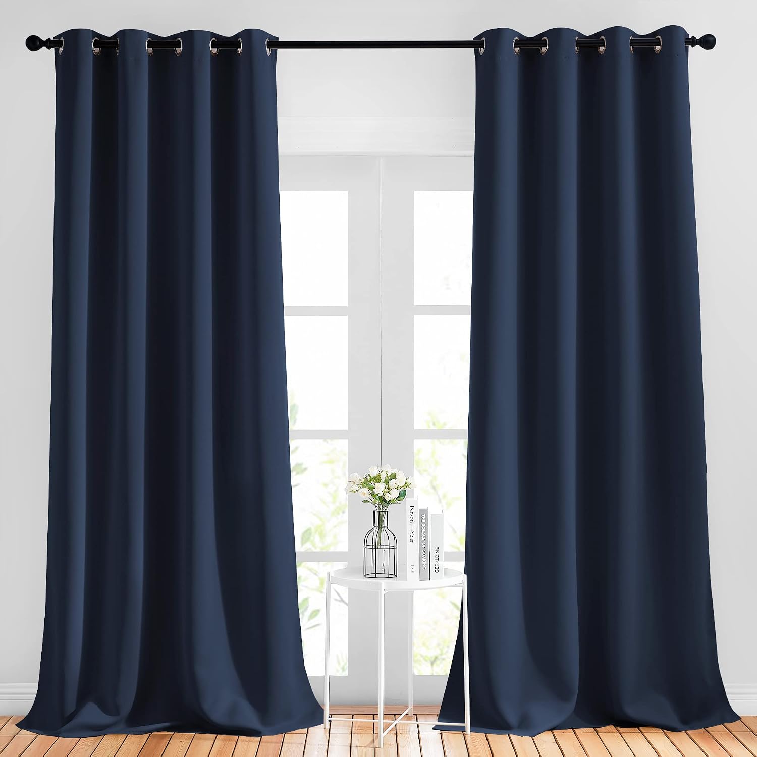 Nicetown Blackout Curtains and Drapes for Kitchen - Extra Long Room Darkening Thermal Insulated Solid Window Blackout Draperies (Navy, 1 Pa…