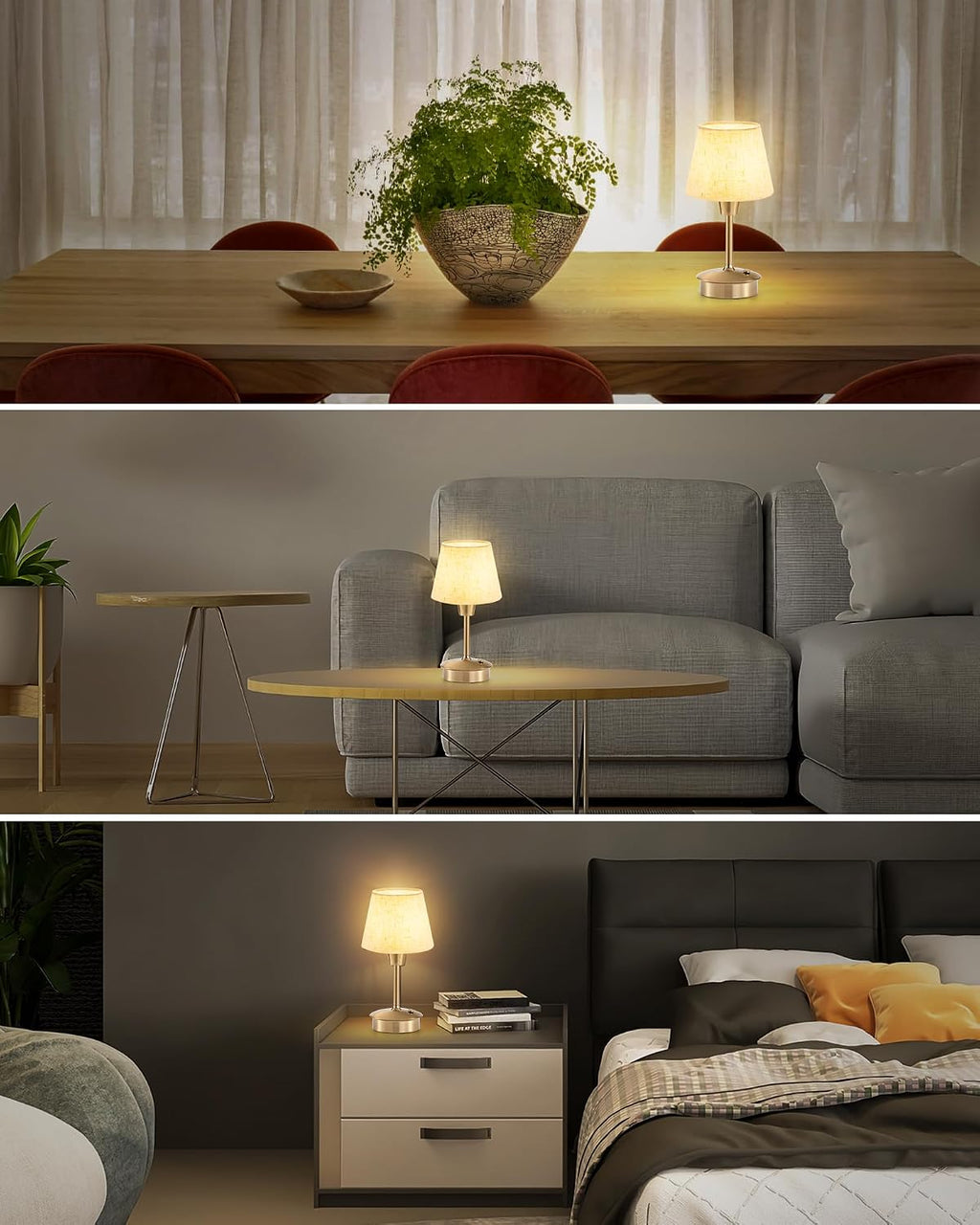 2 Pack Small Cordless Table Lamp for Restaurant Dinner Table, 5200mAh Battery Operated Lamps, Rechargeable Portable Dimmable Touch…