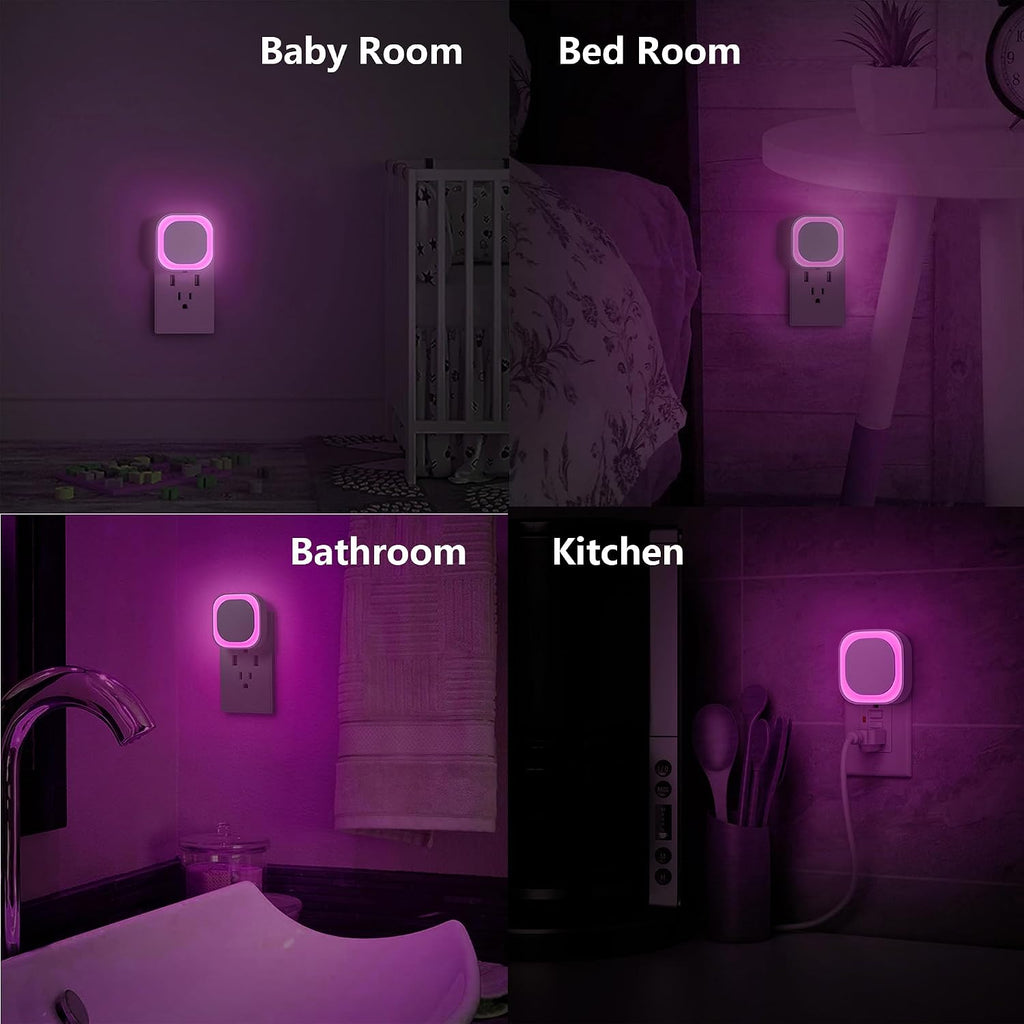 YUNLEX 2 Pack Plug in Pink Night Light, Dimmable, Auto ON/Off, Dusk to Dawn, Eye-Caring Glow for Princess-Themed Bedroom, Bathroom…