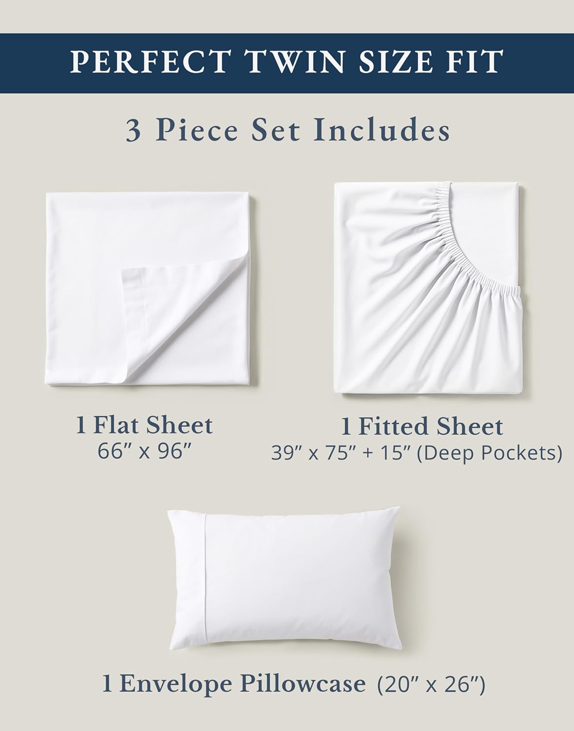 LaneLinen LANE LINEN 100% Organic Cotton Twin Sheets Set, 3Pc Twin Bed Sheets, Soft & Comfy Breathable Cotton Percale Sheets for Twin Size…