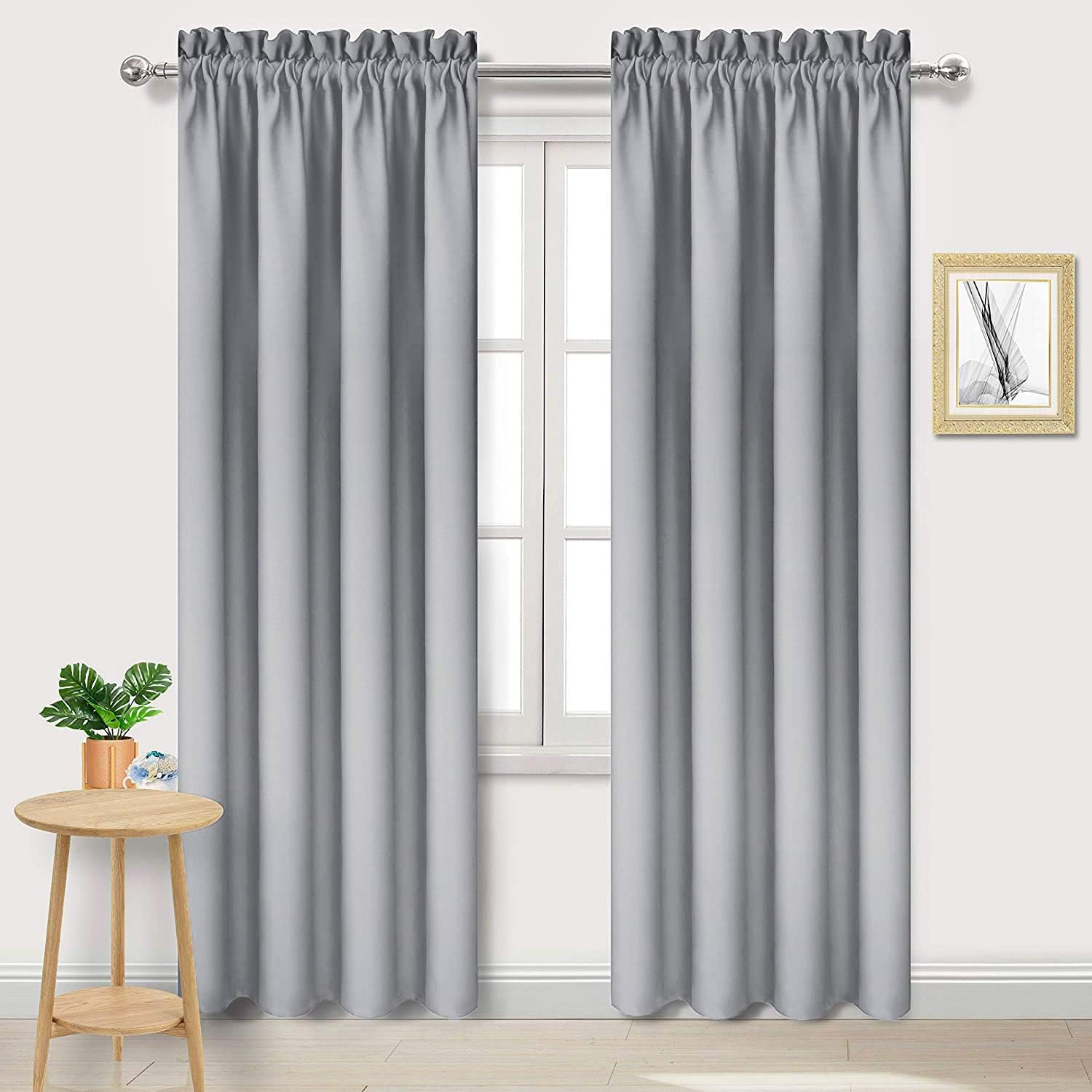 Dwcn Blackout Curtains Room Darkening Thermal Insulated Bedroom Curtains Window Curtain Panels, 42 x 84 inches Long, Set of 2 Silver Grey R…