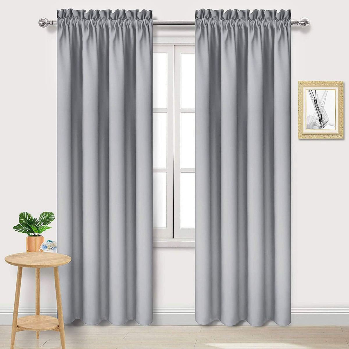 Dwcn Blackout Curtains Room Darkening Thermal Insulated Bedroom Curtains Window Curtain Panels, 38 x 84 inches Long, Set of 2 Silver Grey R…