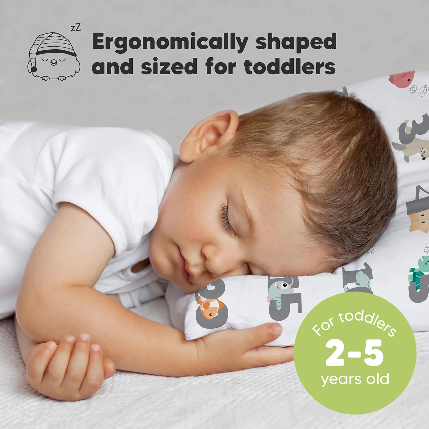 Toddler Pillow with Pillowcase - 13x18 My Little Dreamy Kids Travel Bed Pillows for Sleeping, Organic Cotton Small Pillowcase, Soft &…
