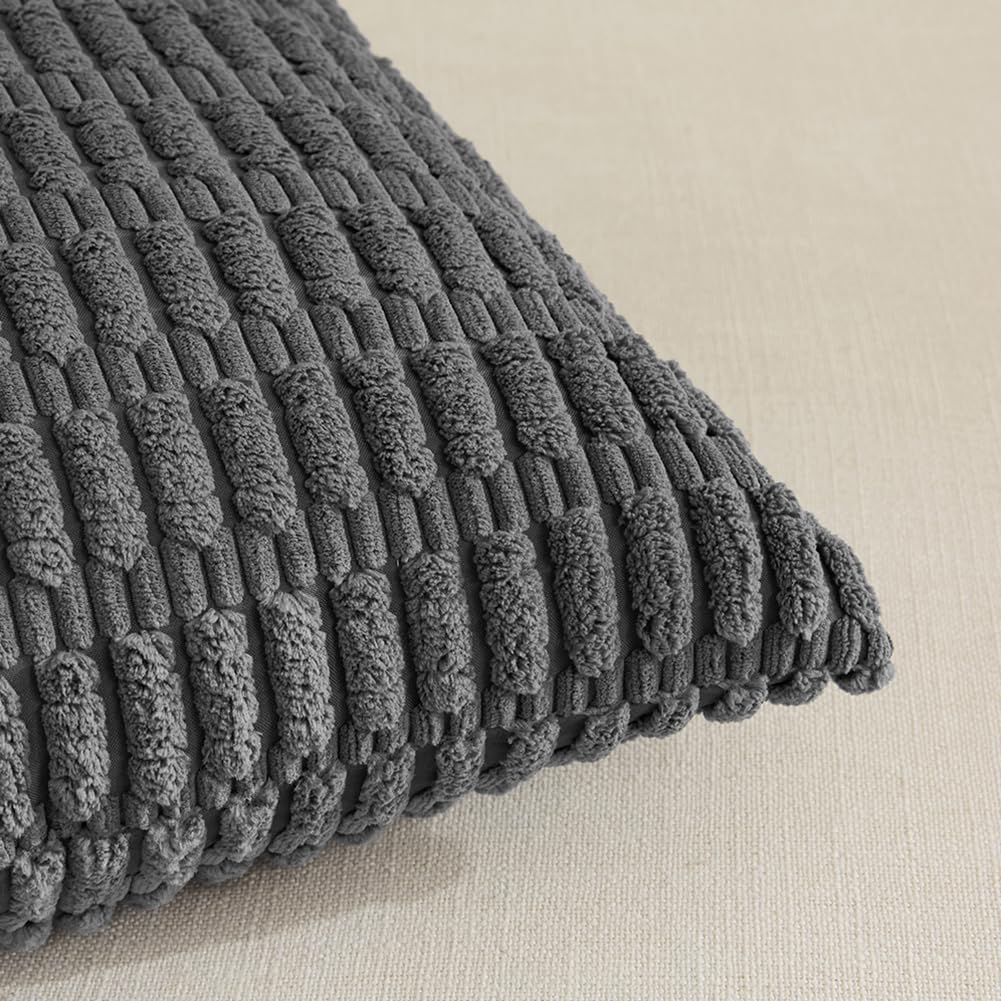 Fancy Homi Decorative Throw Pillow Covers for Bed Couch Bedroom Bench, Soft Corduroy Solid Pillow Case, Rustic Farmhouse Boho Room…