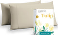 Carressa Linen Luxury Egyptian Cotton King Pillow Cases Set of 2-800 Series Tulips Collection Pillowcases for Sleeping (Sand), Soft…